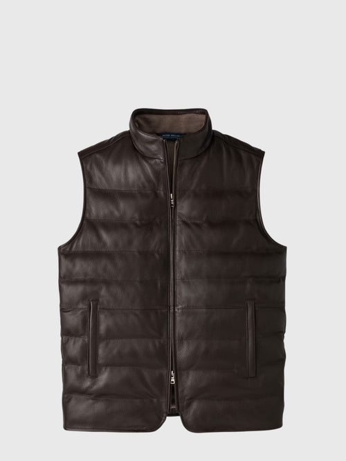 Peter Millar Crown Crafted Men's Deerskin Leather Vest - Saint Bernard