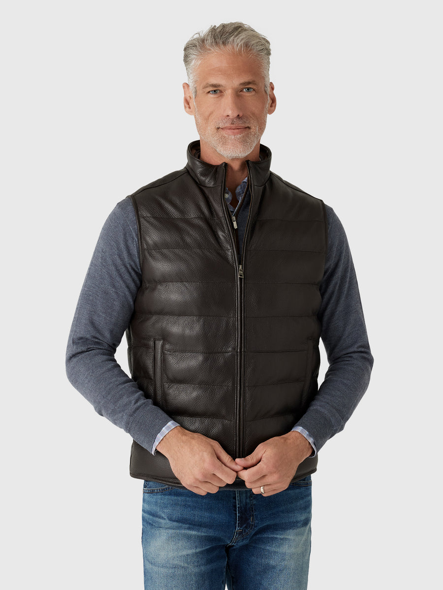 Peter Millar Crown Crafted Men's Deerskin Leather Vest - Saint Bernard