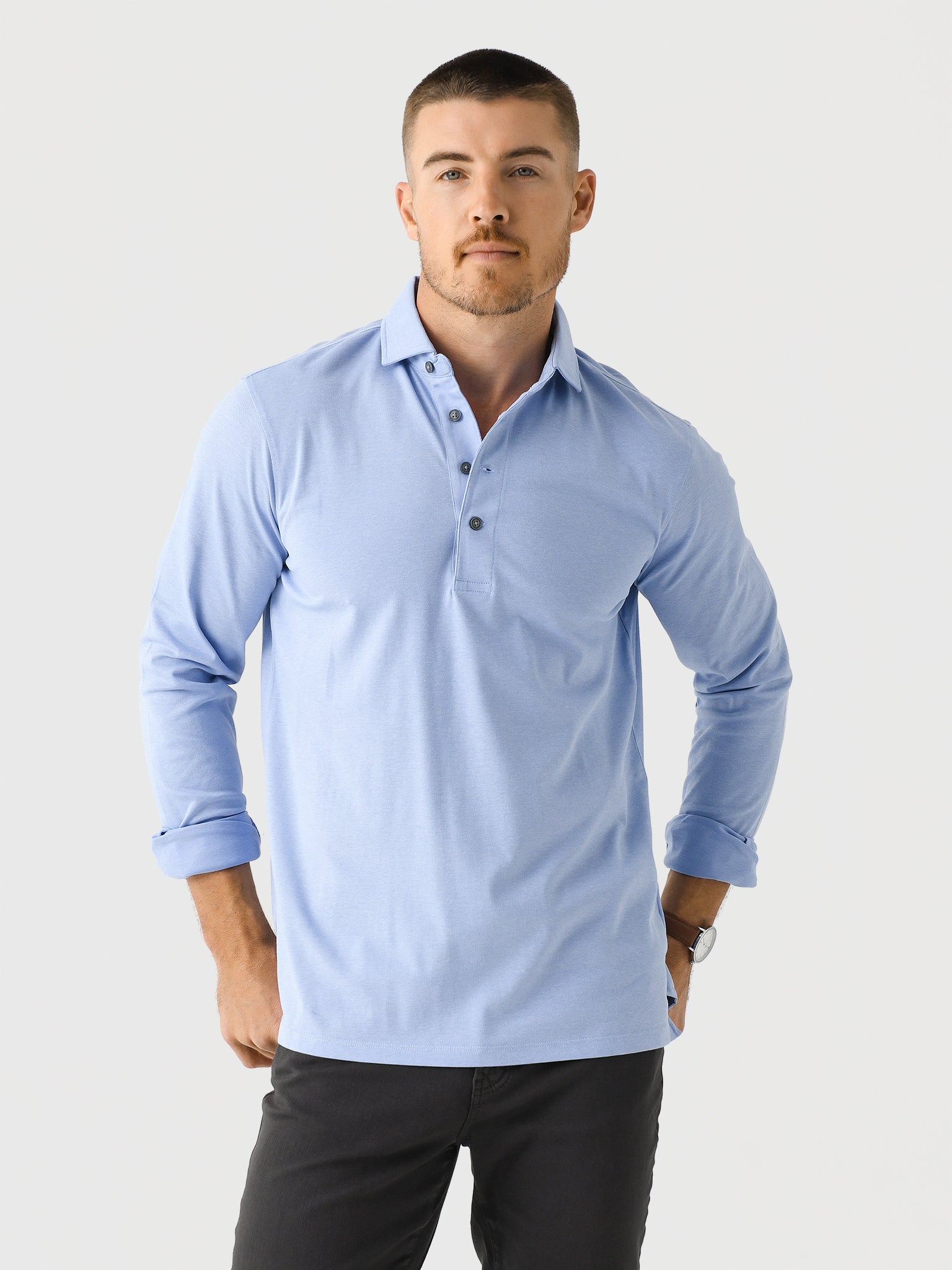 Greyson Men's Omaha Long Sleeve Polo - Saint Bernard
