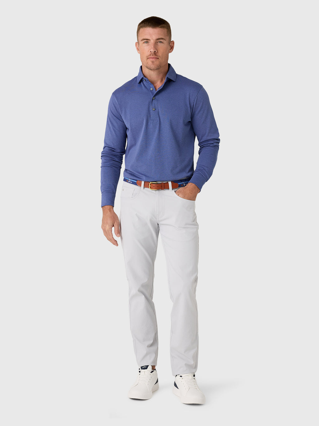 Greyson Men's Omaha Long Sleeve Polo - Saint Bernard