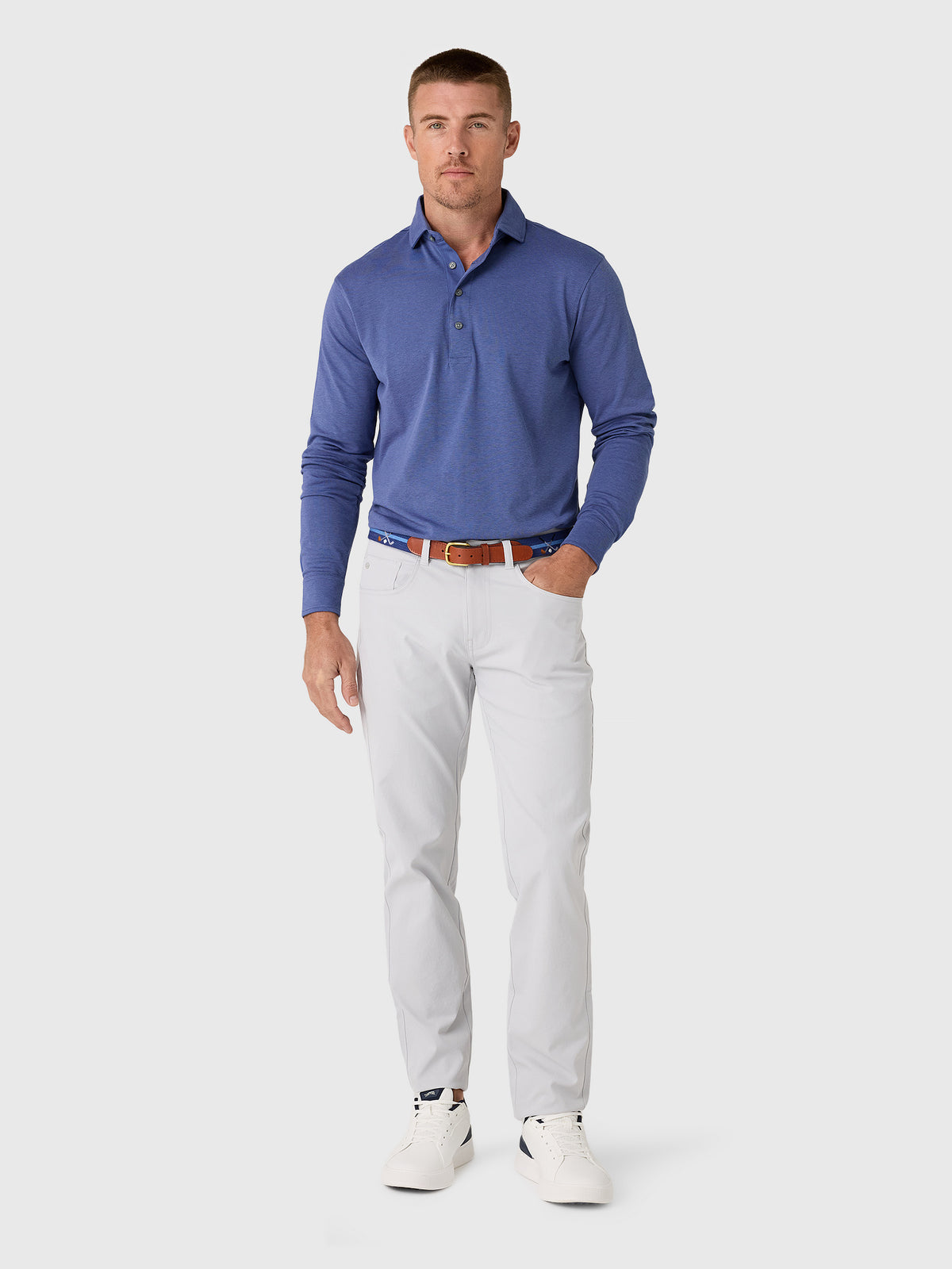 Greyson Men's Omaha Long Sleeve Polo - Saint Bernard