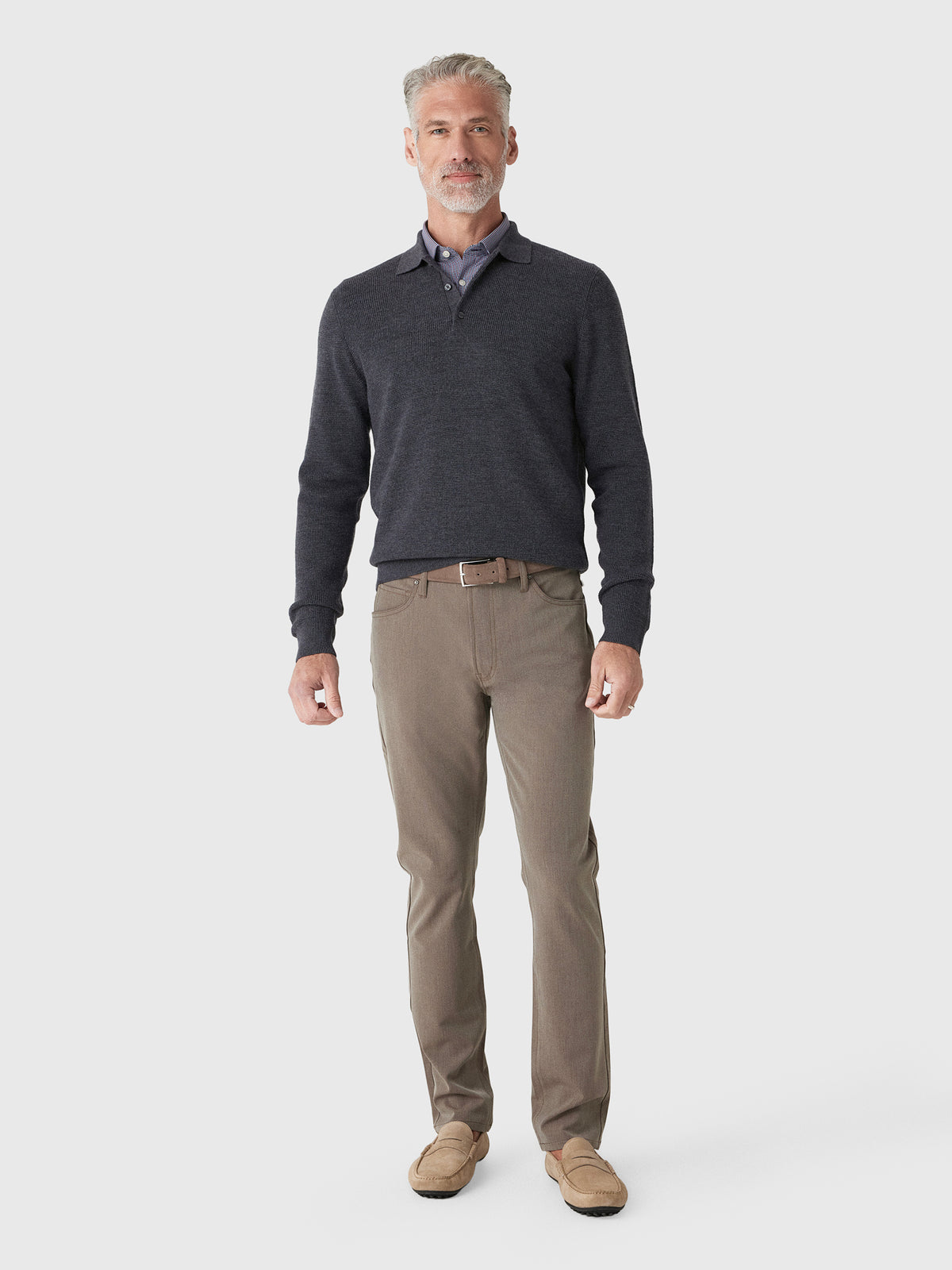 Greyson Men's Saratoga Waffle Stitch Sweater Polo - Saint Bernard