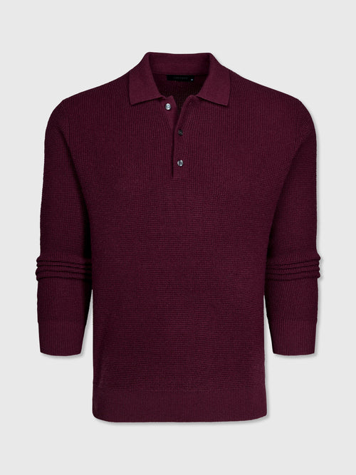 Greyson Men's Saratoga Waffle Stitch Sweater Polo - Saint Bernard