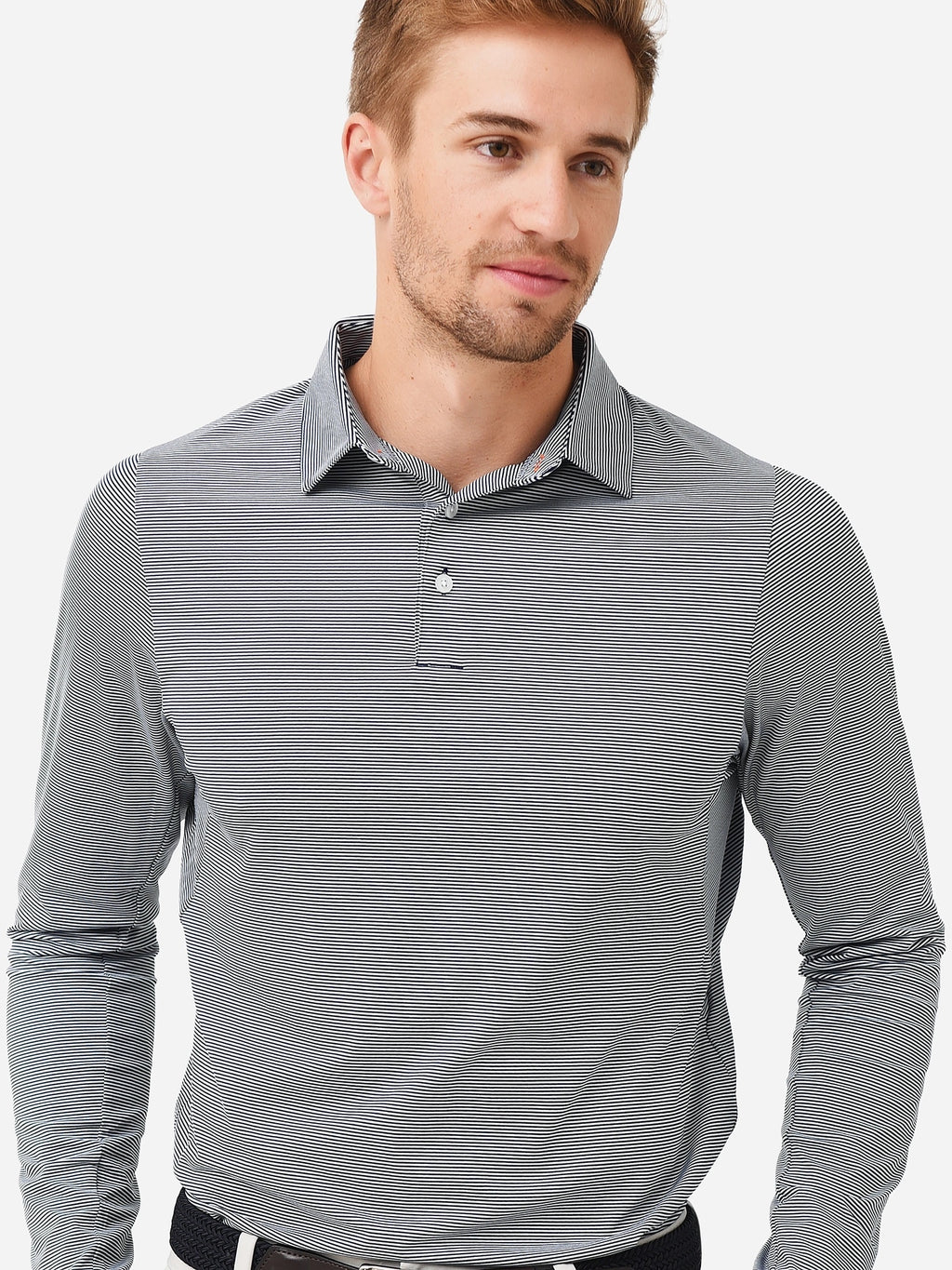 Kjus Men’s Soren Stripes Long Sleeve Polo - Saint Bernard