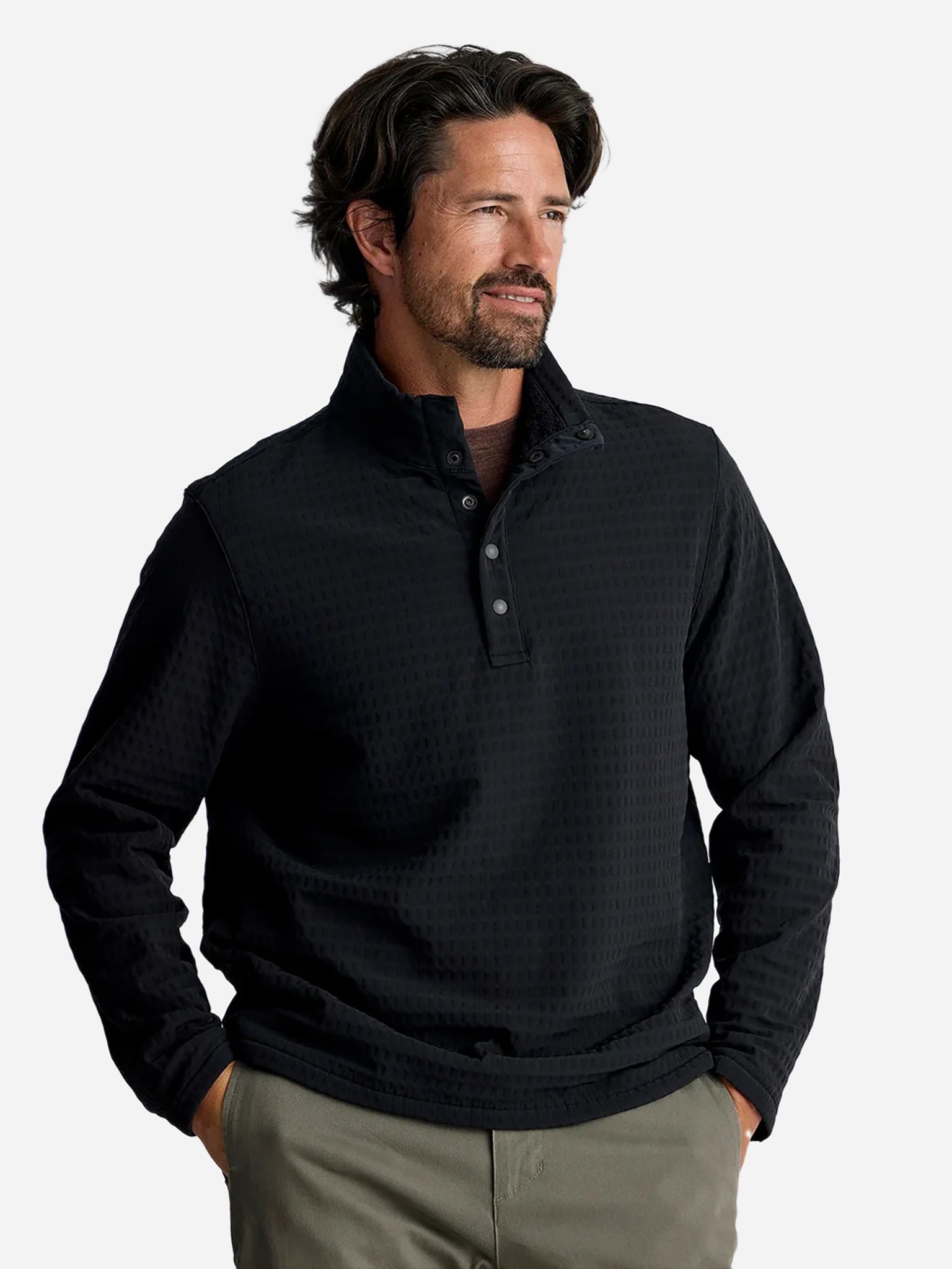 Free Fly Men's Gridback Fleece Snap Pullover - Saint Bernard