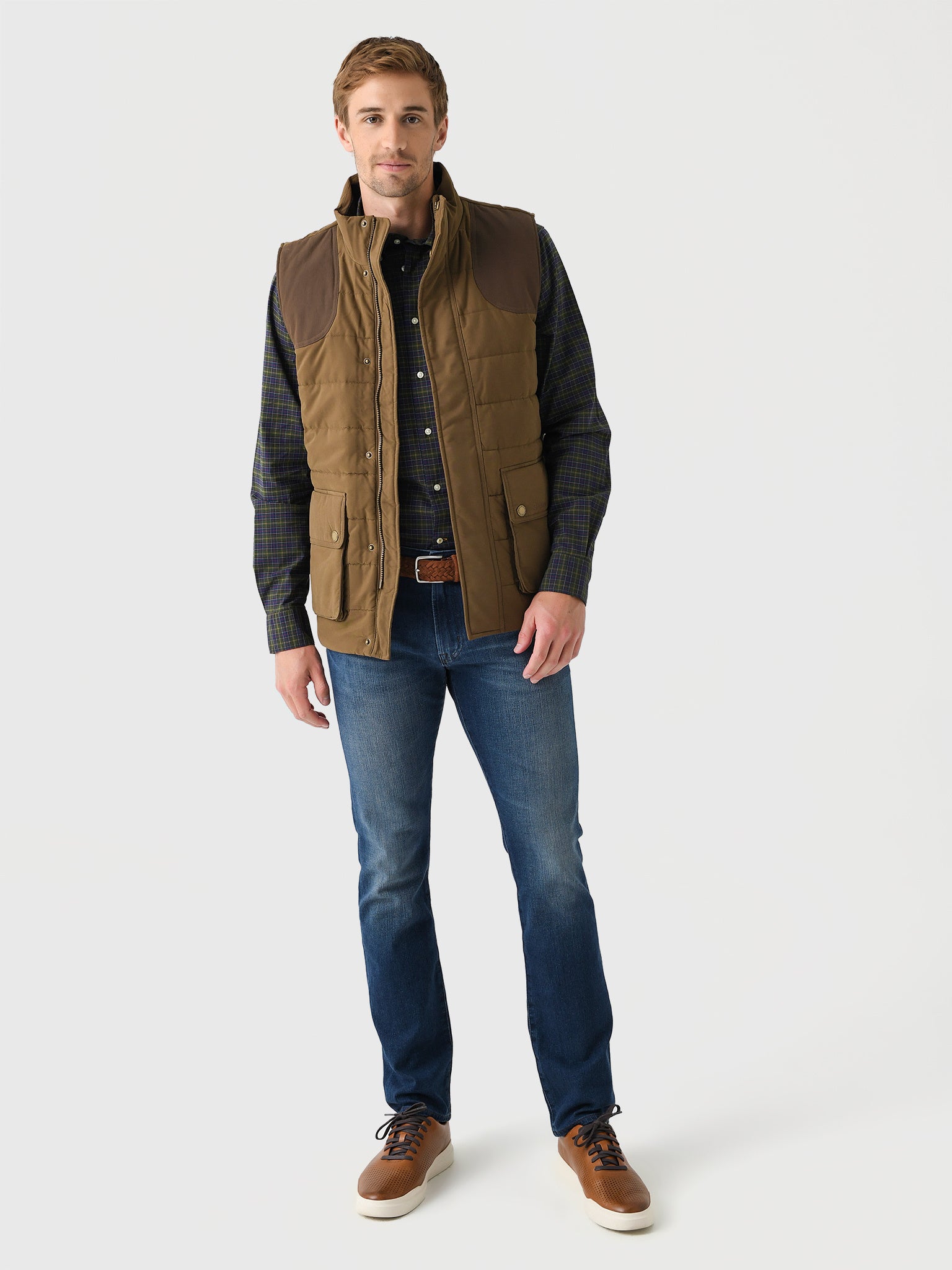 Barbour Men's Bradford Tattersall Puffer Gilet | $260.00 | Saint