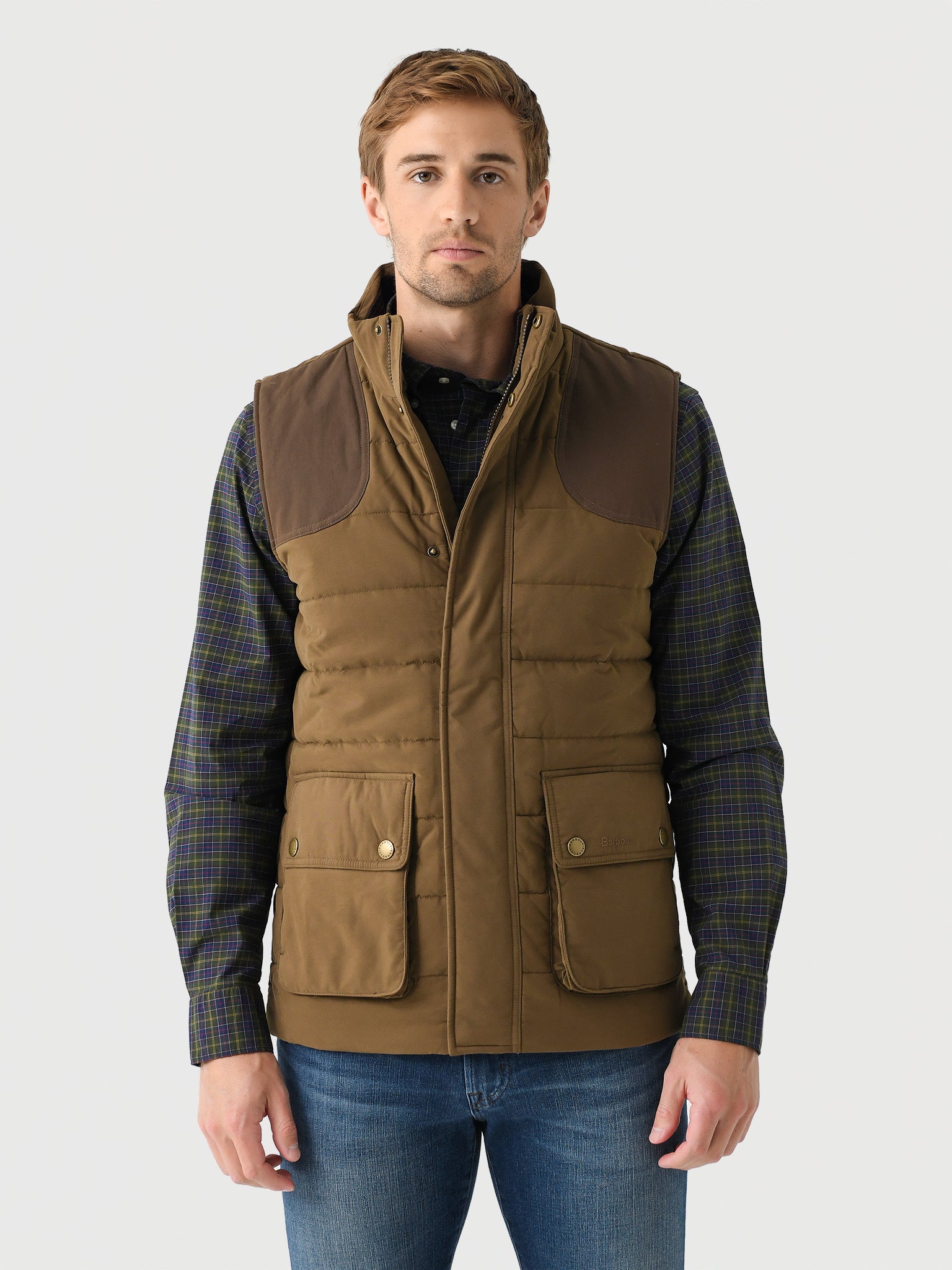 Barbour Men's Bradford Tattersall Puffer Gilet - Saint Bernard
