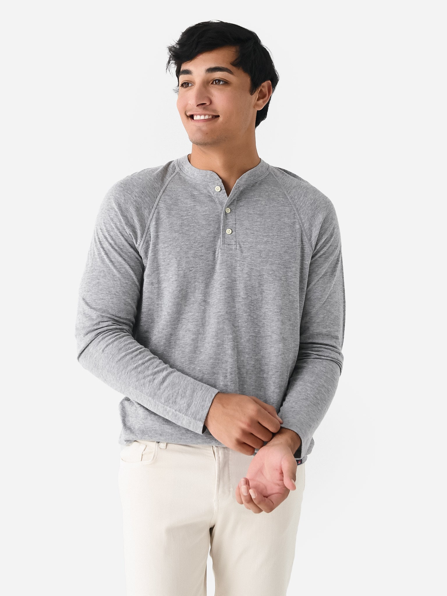 Faherty Brand Men's Cloud Long-Sleeve Henley - Saint Bernard