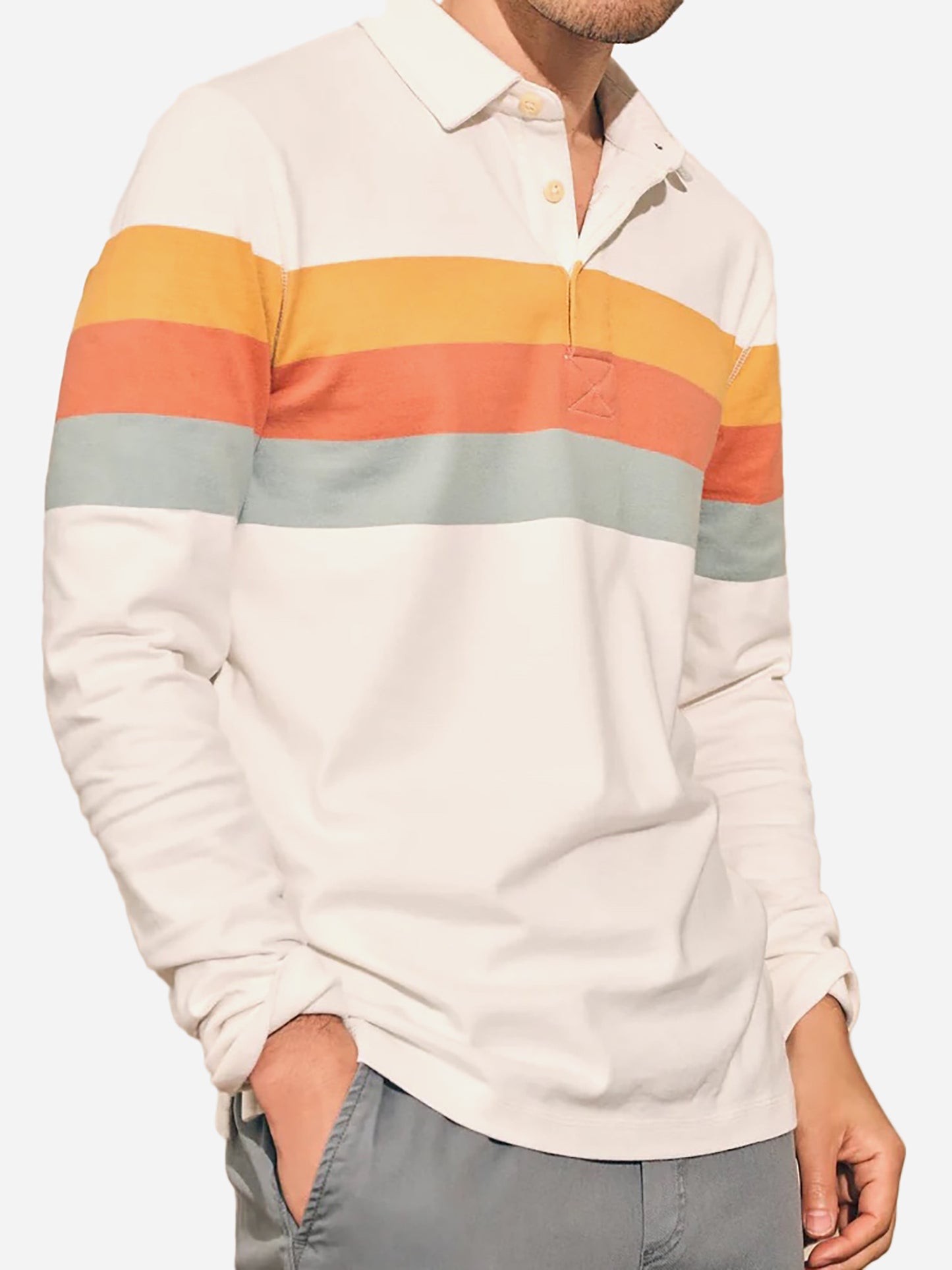 Faherty Brand Men's Long Sleeve Rugby Polo