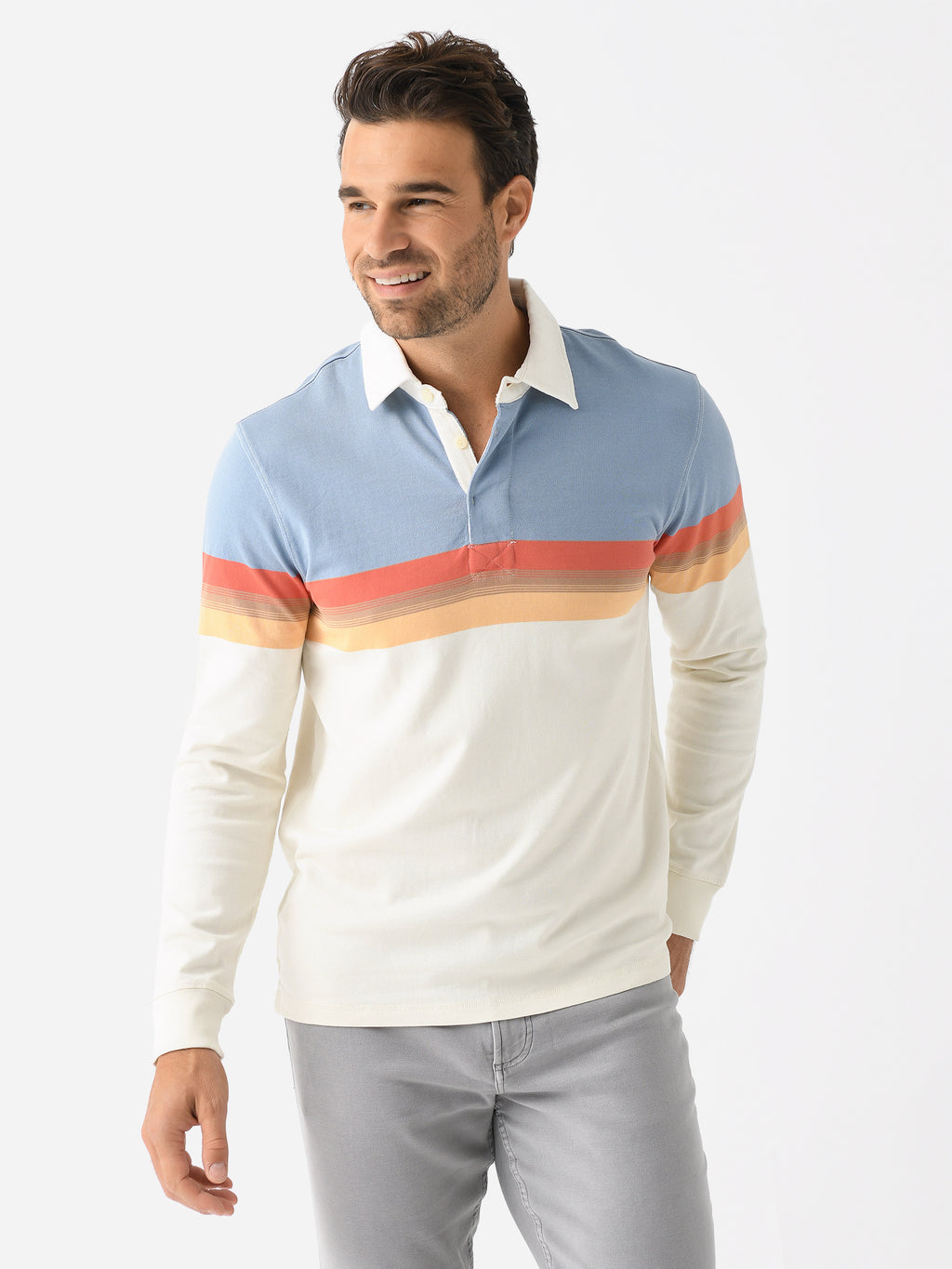 Faherty Brand Men's Long Sleeve Rugby Polo - Saint Bernard