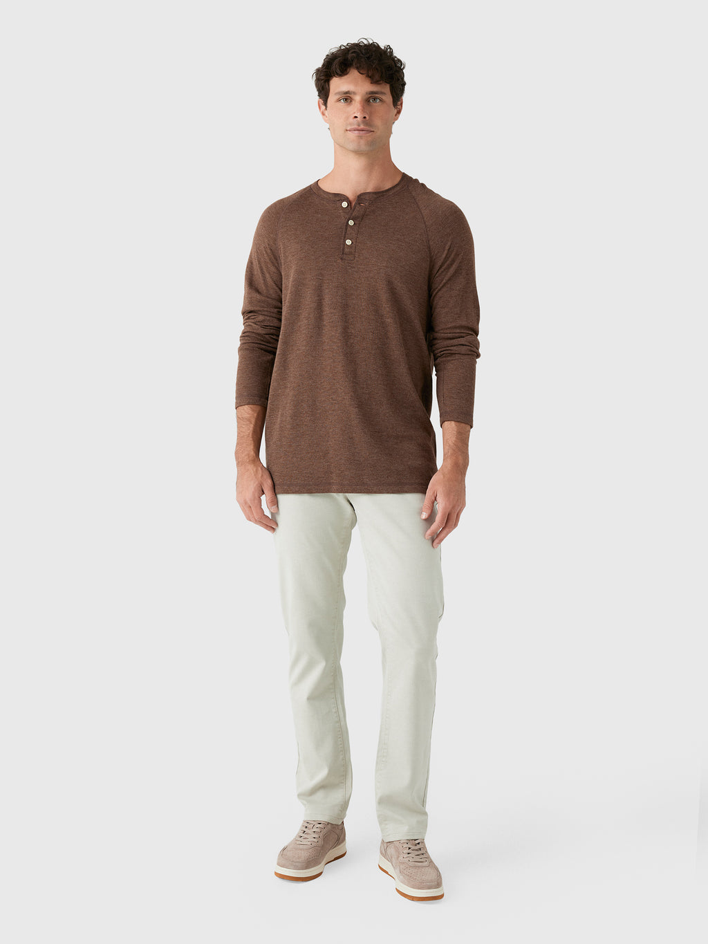 Faherty Brand Men's Long Sleeve Cloud Henley - Saint Bernard