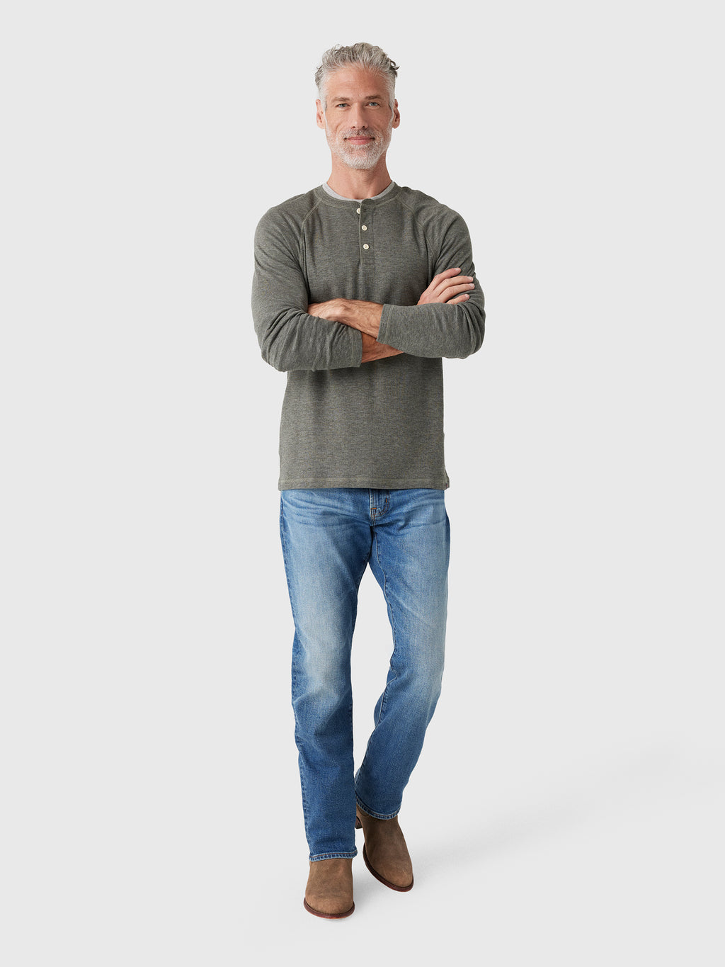 Faherty Brand Men's Long Sleeve Cloud Henley - Saint Bernard