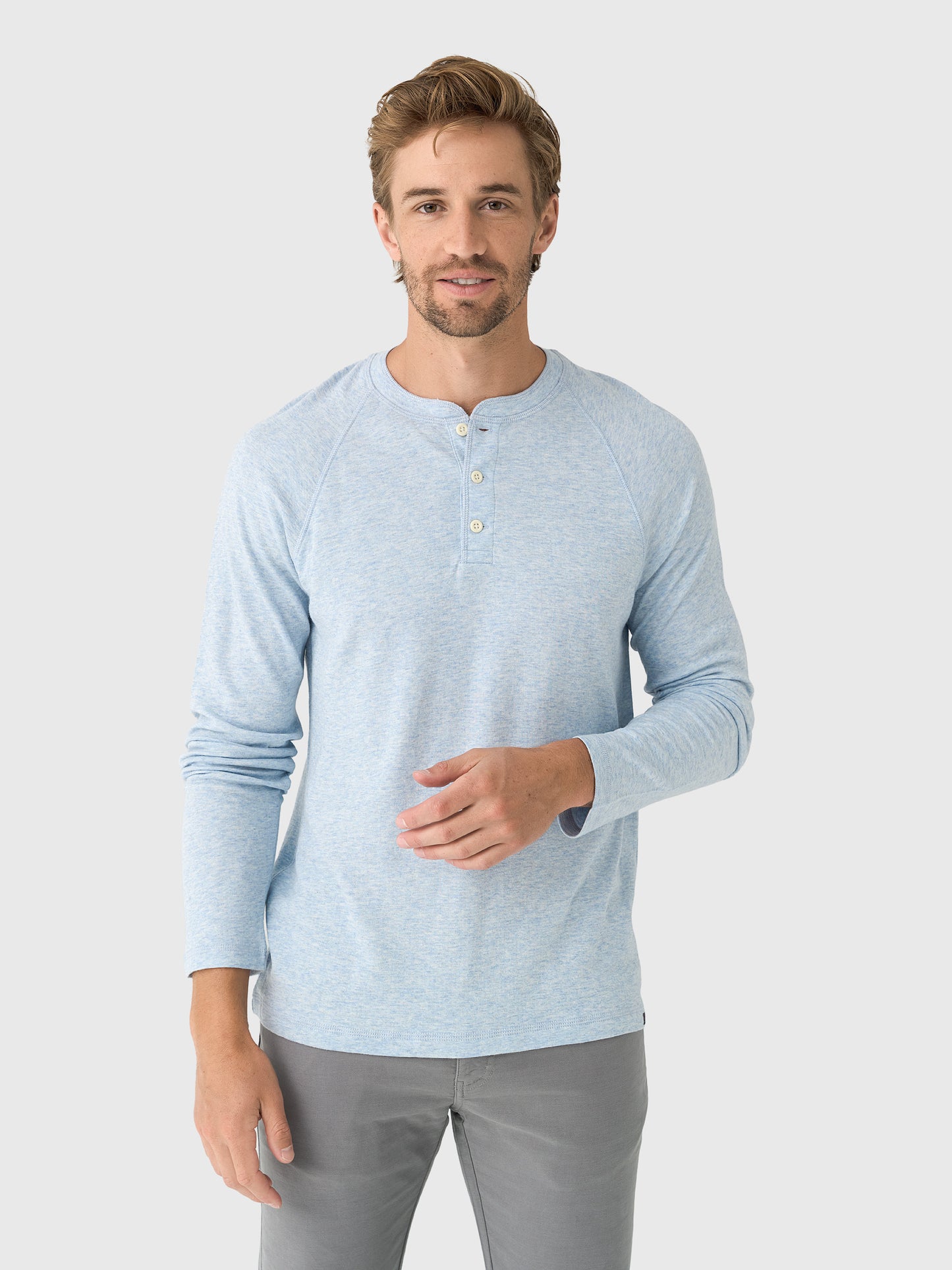Faherty Brand Men's Long Sleeve Cloud Henley - Saint Bernard
