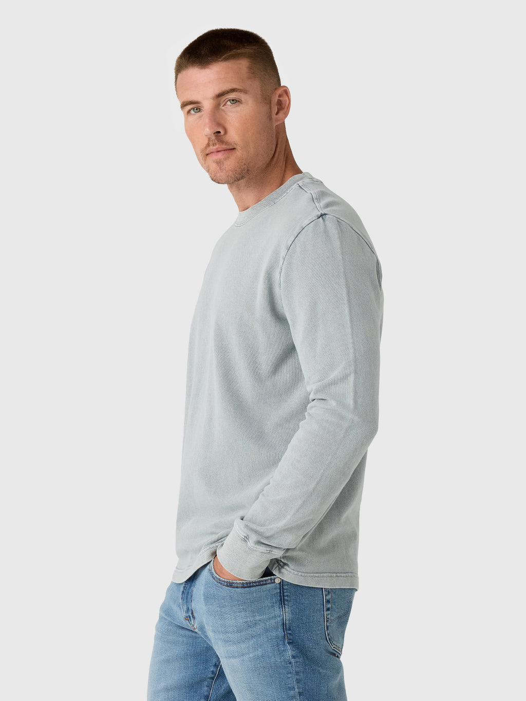 Faherty Brand Men's Long-Sleeve Recycled Terry Tee - Saint Bernard