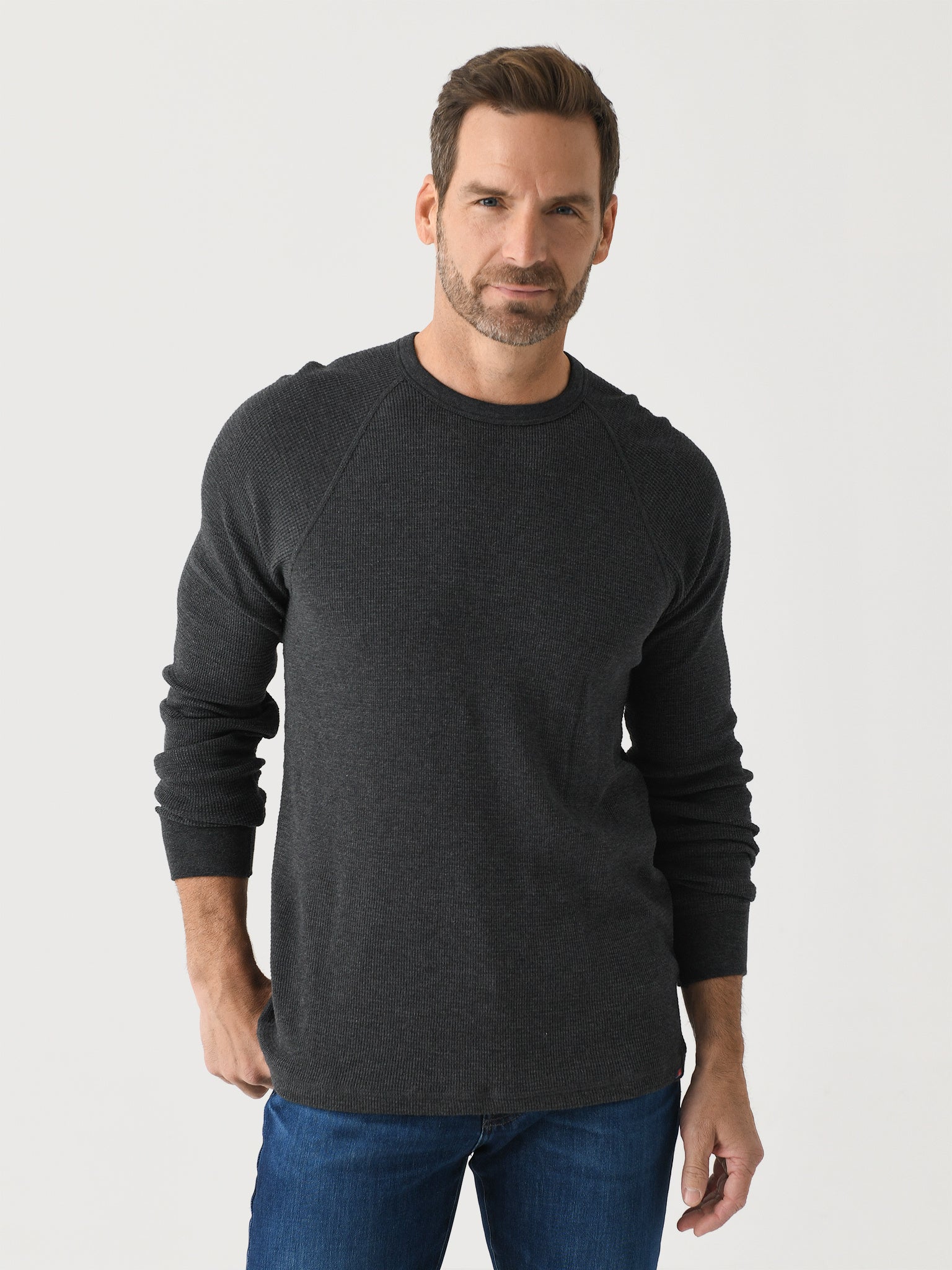 Faherty Brand Men's Long-Sleeve Cloud Waffle Crew - Saint Bernard