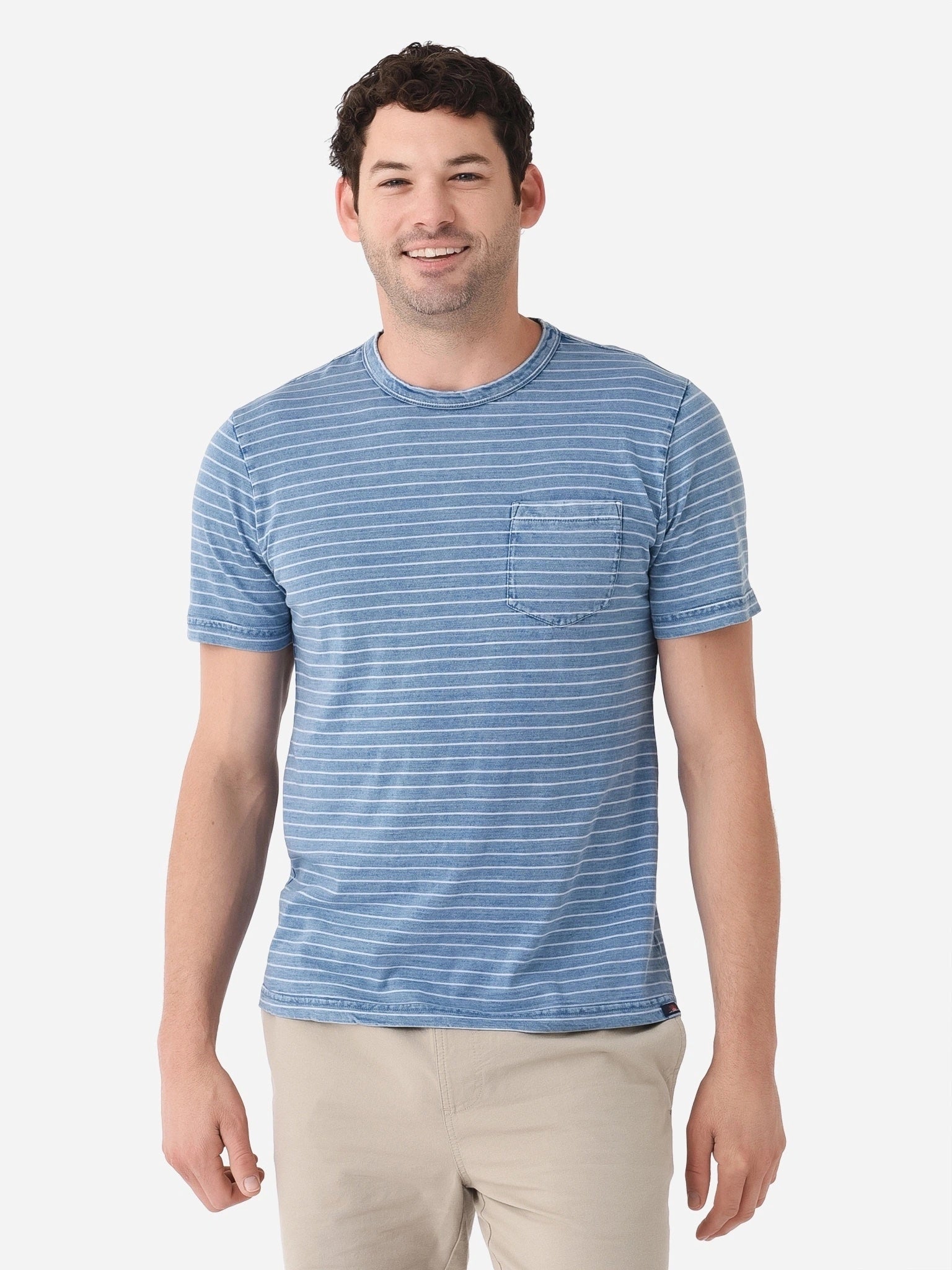 Faherty Brand Men's Short Sleeve Indigo Pocket Tee - Saint Bernard