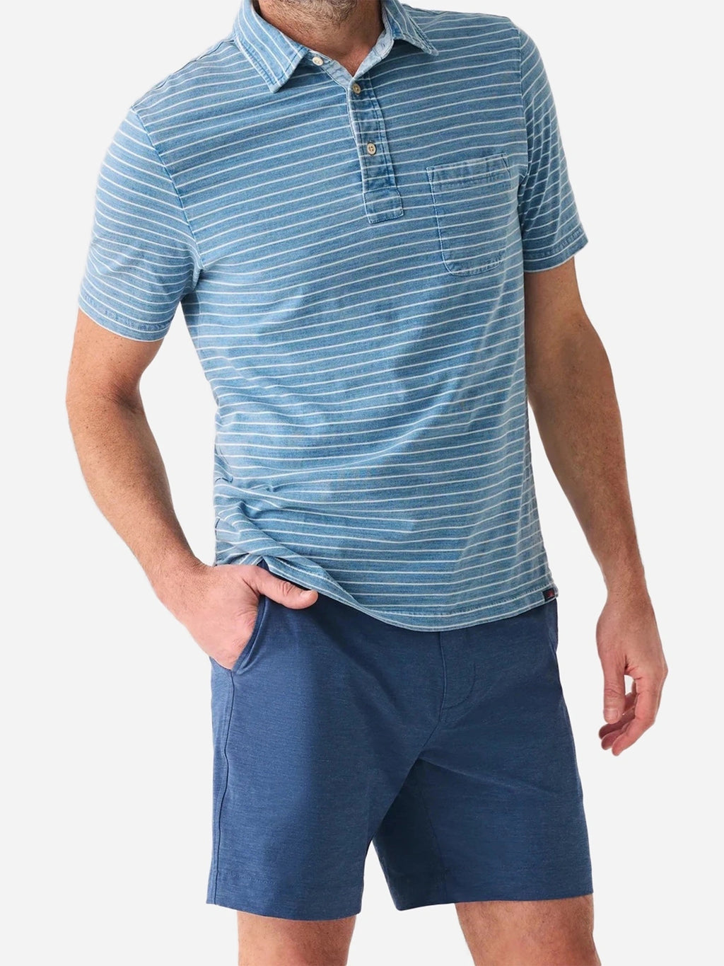 Faherty Brand Men's Short Sleeve Indigo Polo - Saint Bernard