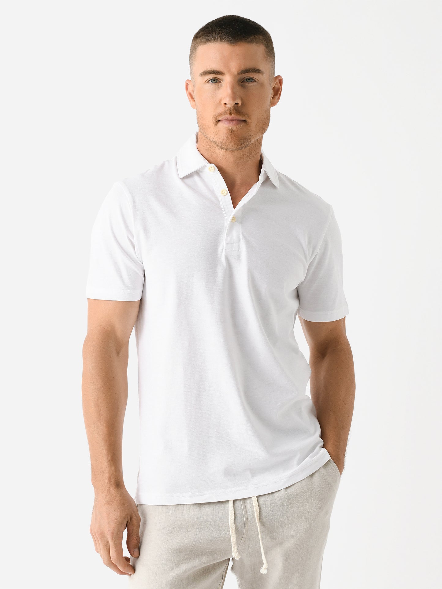 Faherty Brand Men's Sunwashed T-Shirt Polo - Saint Bernard