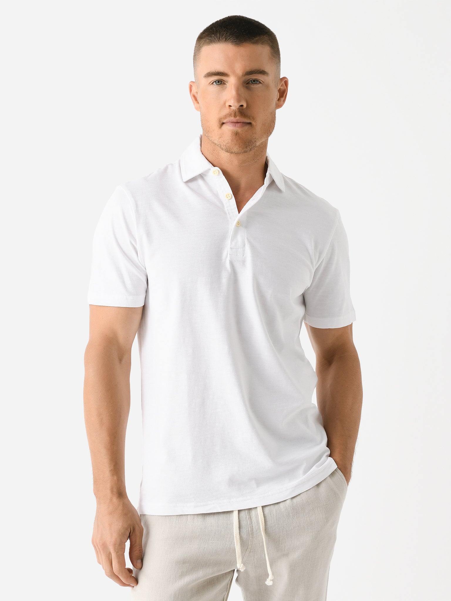 Faherty Brand Men's Sunwashed T-Shirt Polo - Saint Bernard