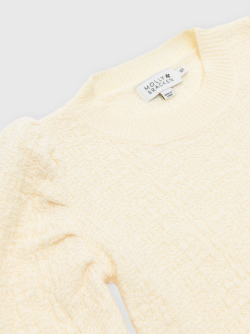 Molly Bracken Girls' Gathered Shoulder Knit Sweater - Saint Bernard