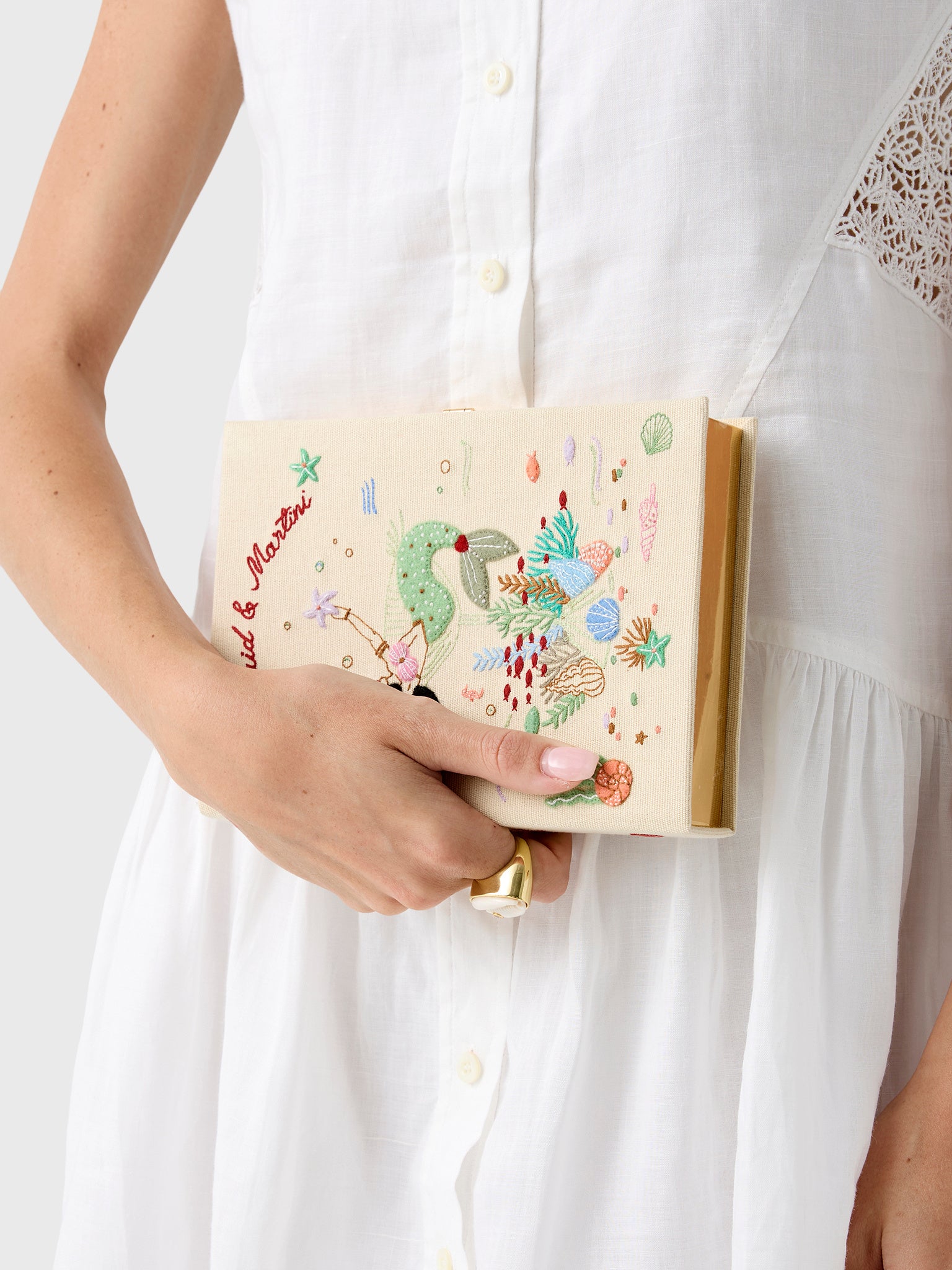 Olympia Le-Tan Mermaid & Martini Book Clutch - Saint Bernard