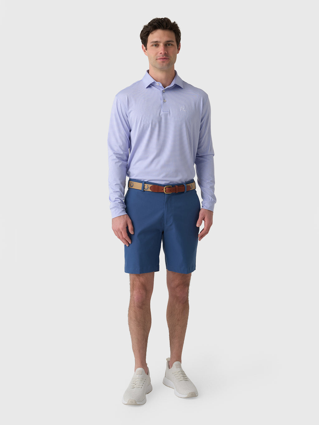 Rhoback Men's The Crispy Stripe Long Sleeve Polo - Saint Bernard