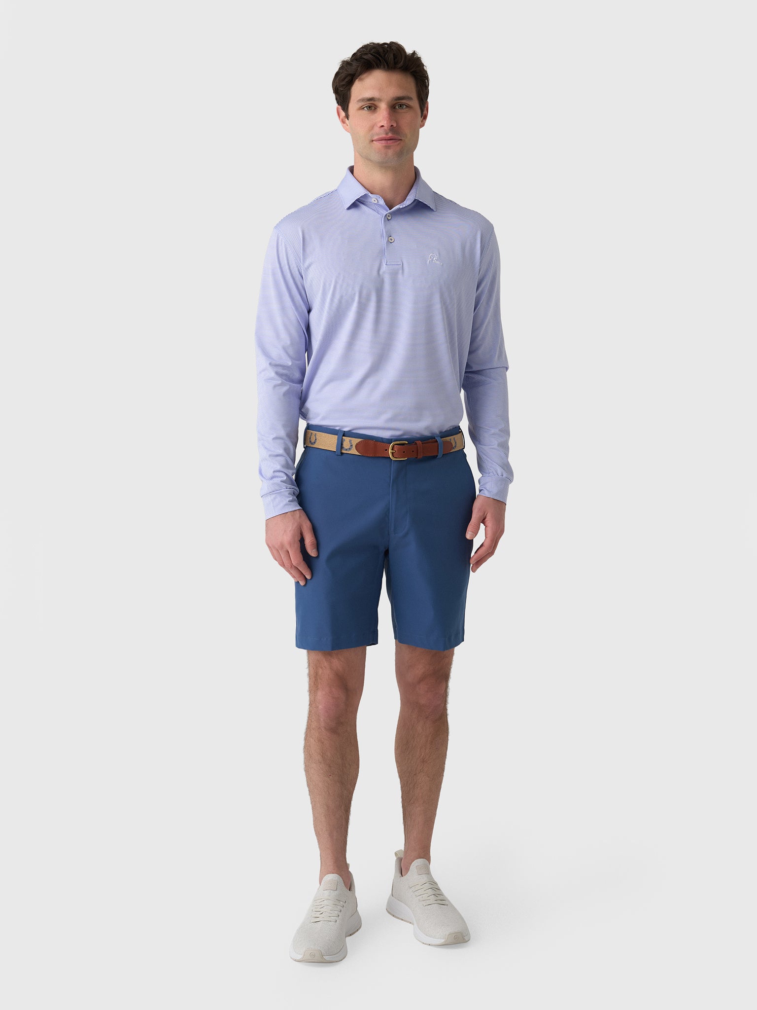 Rhoback Men's The Crispy Stripe Long Sleeve Polo - Saint Bernard