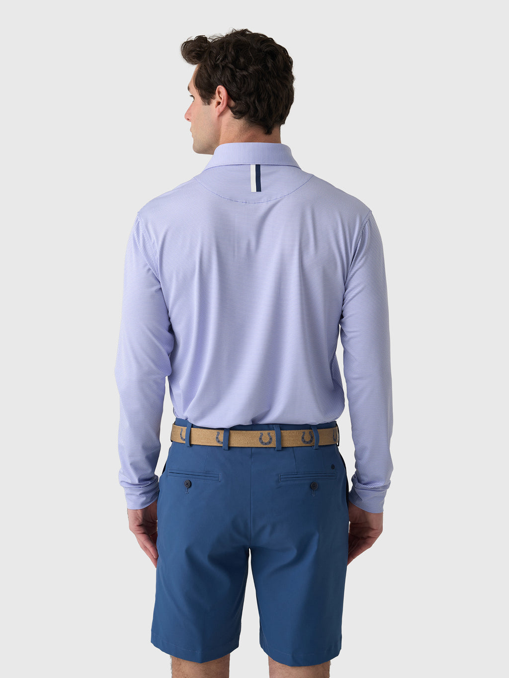 Rhoback Men's The Crispy Stripe Long Sleeve Polo - Saint Bernard