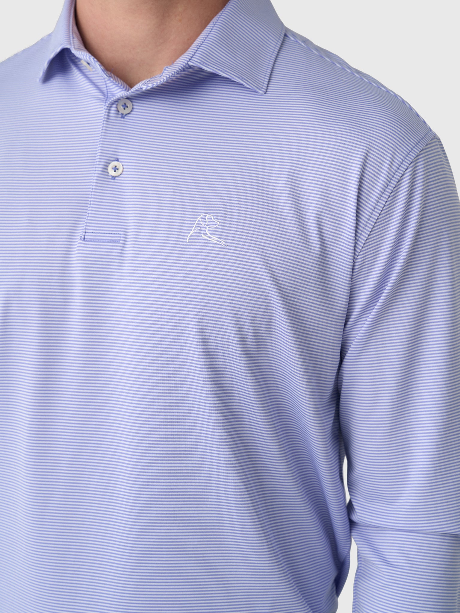 Rhoback Men's The Crispy Stripe Long Sleeve Polo - Saint Bernard