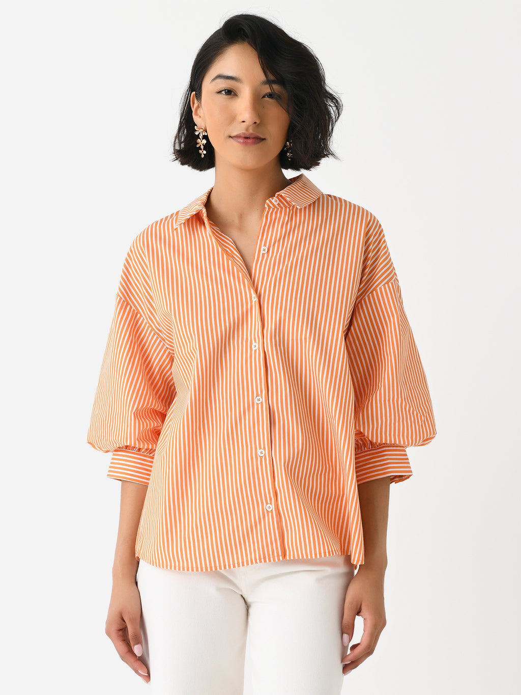 English Factory Women's Striped Balloon Sleeve Shirt - Saint Bernard