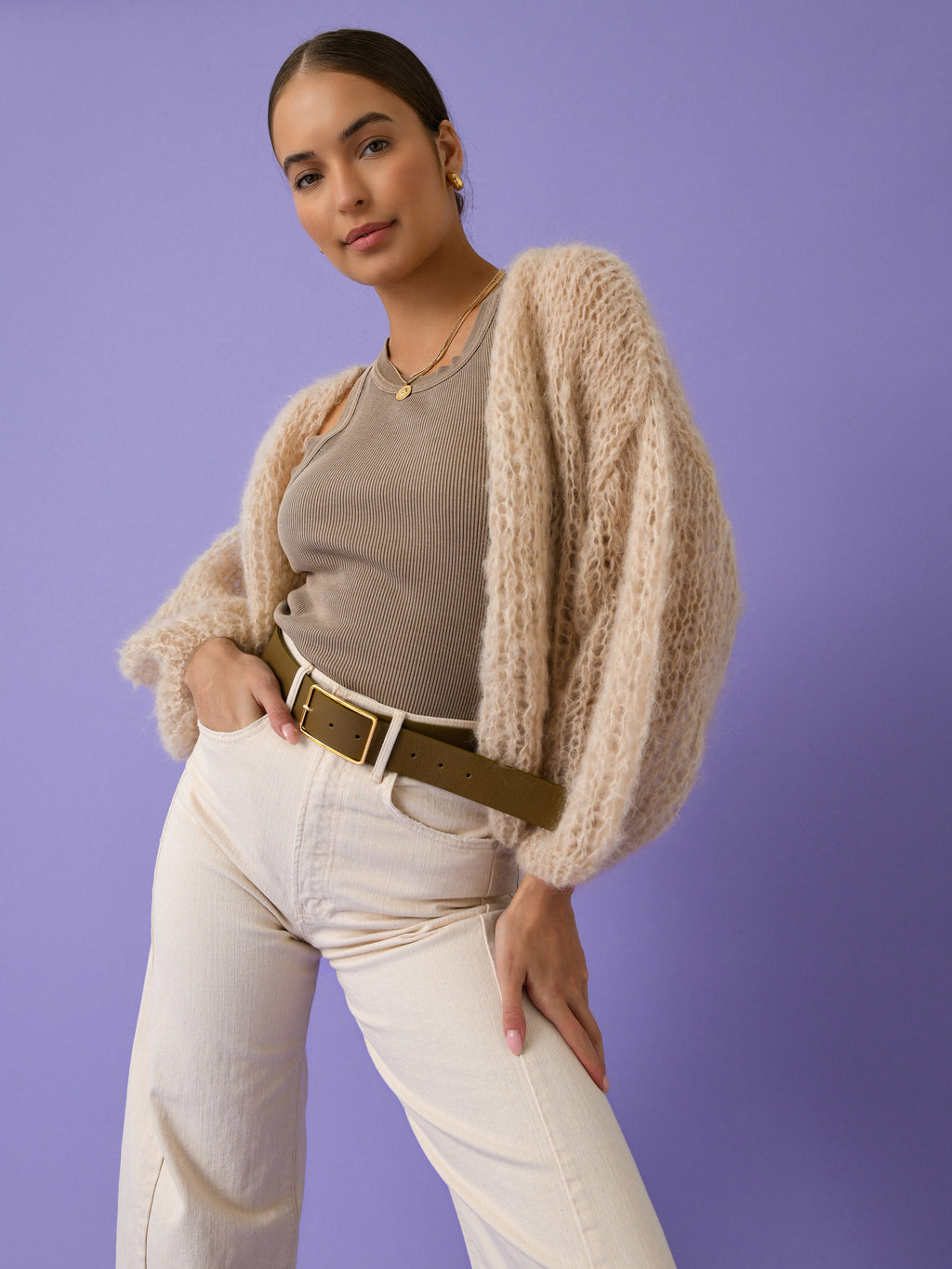 Maiami Women's Light Mohair Bomber Cardigan - Saint Bernard