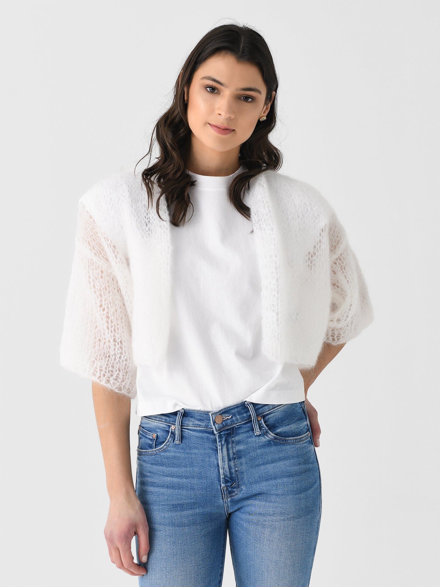 Maiami Women's Light Mohair Short Sleeve Cardigan - Saint Bernard