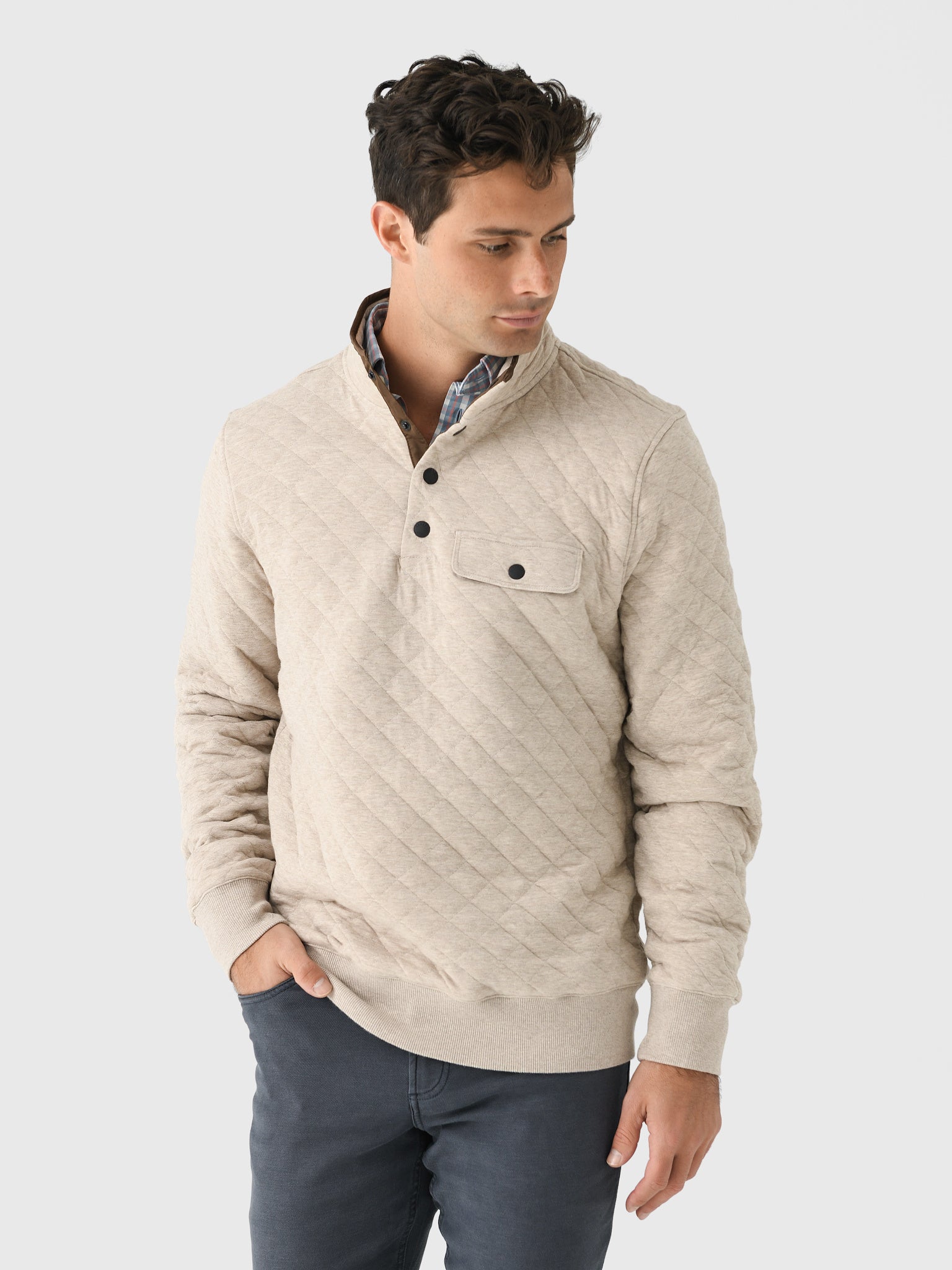 Faherty Brand Men's Epic Quilted Fleece Pullover - Saint Bernard