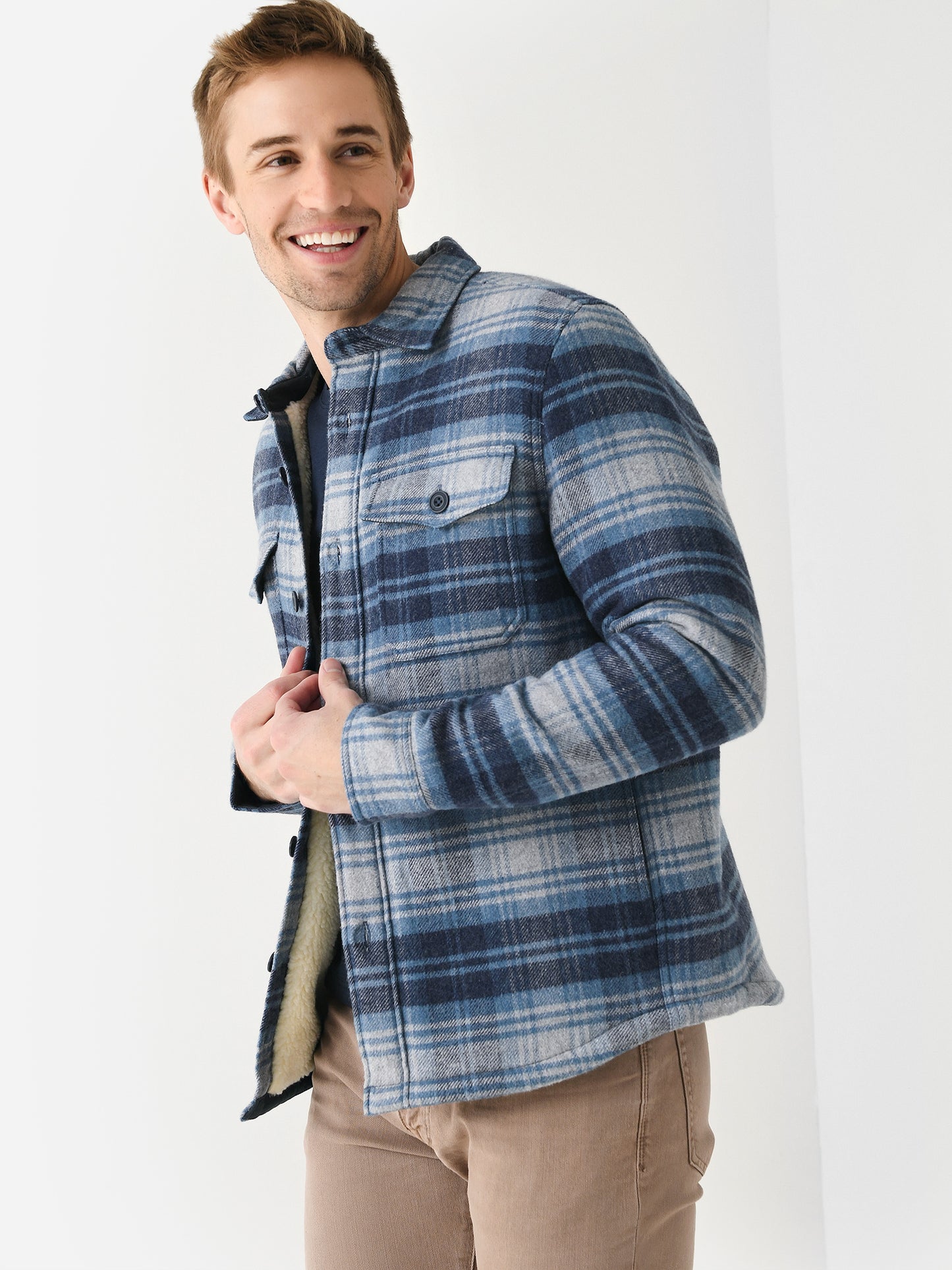 Faherty Brand Men's High Pile Fleece Lined Wool CPO