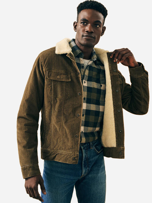 Faherty Brand Men's High Pile Fleece Timberline Corduroy Trucker Jacket