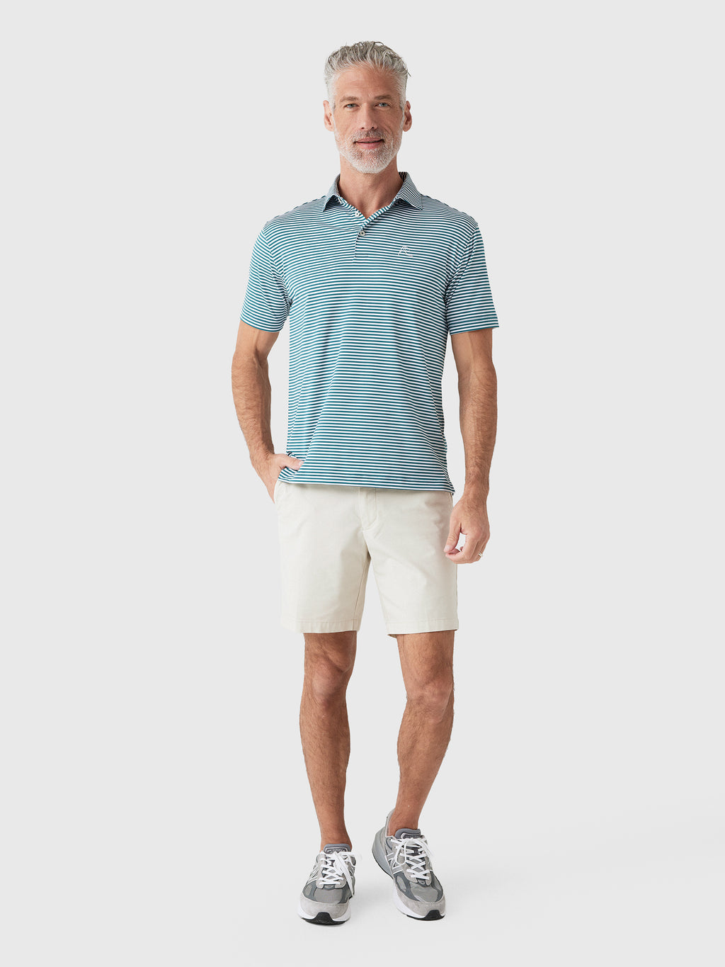 Rhoback Men's The Birdie Stripe Performance Polo - Saint Bernard