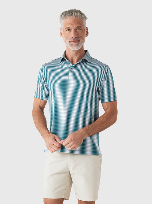 Rhoback Men's The Birdie Stripe Performance Polo - Saint Bernard