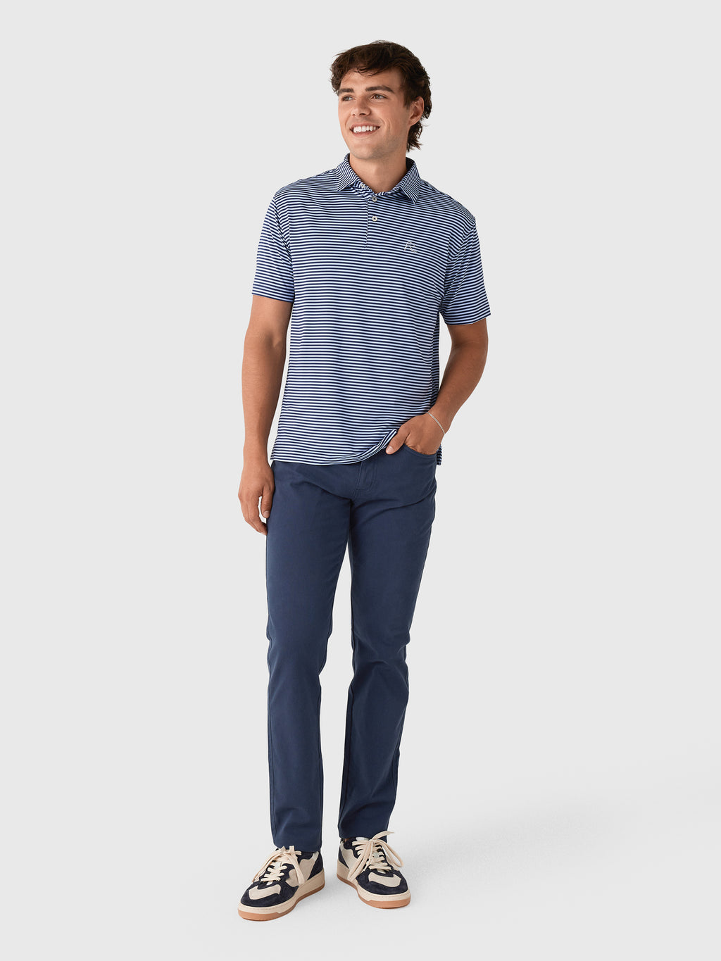 Rhoback Men's The Birdie Stripe Performance Polo - Saint Bernard