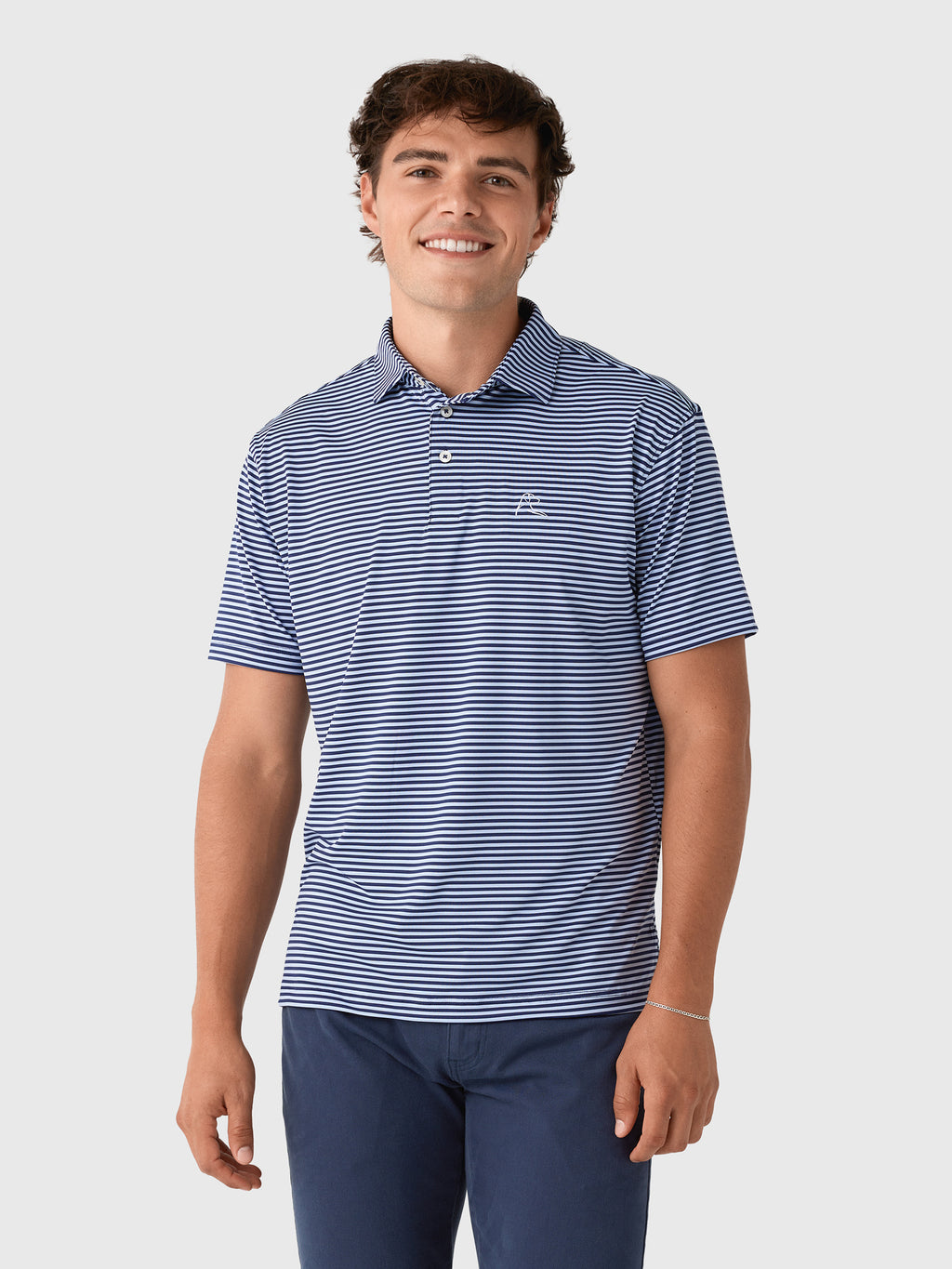 Rhoback Men's The Birdie Stripe Performance Polo - Saint Bernard