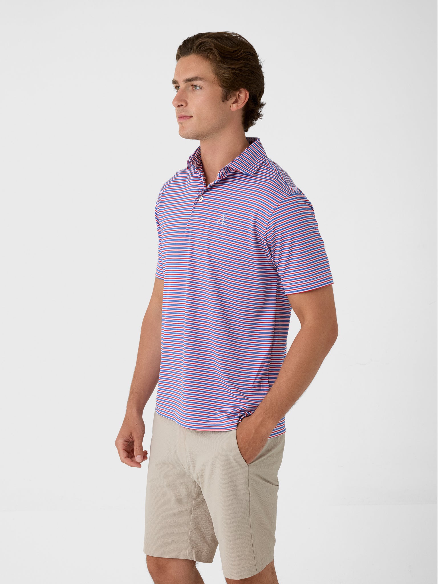 Rhoback Men's The Steward Stripe Performance Polo - Saint Bernard