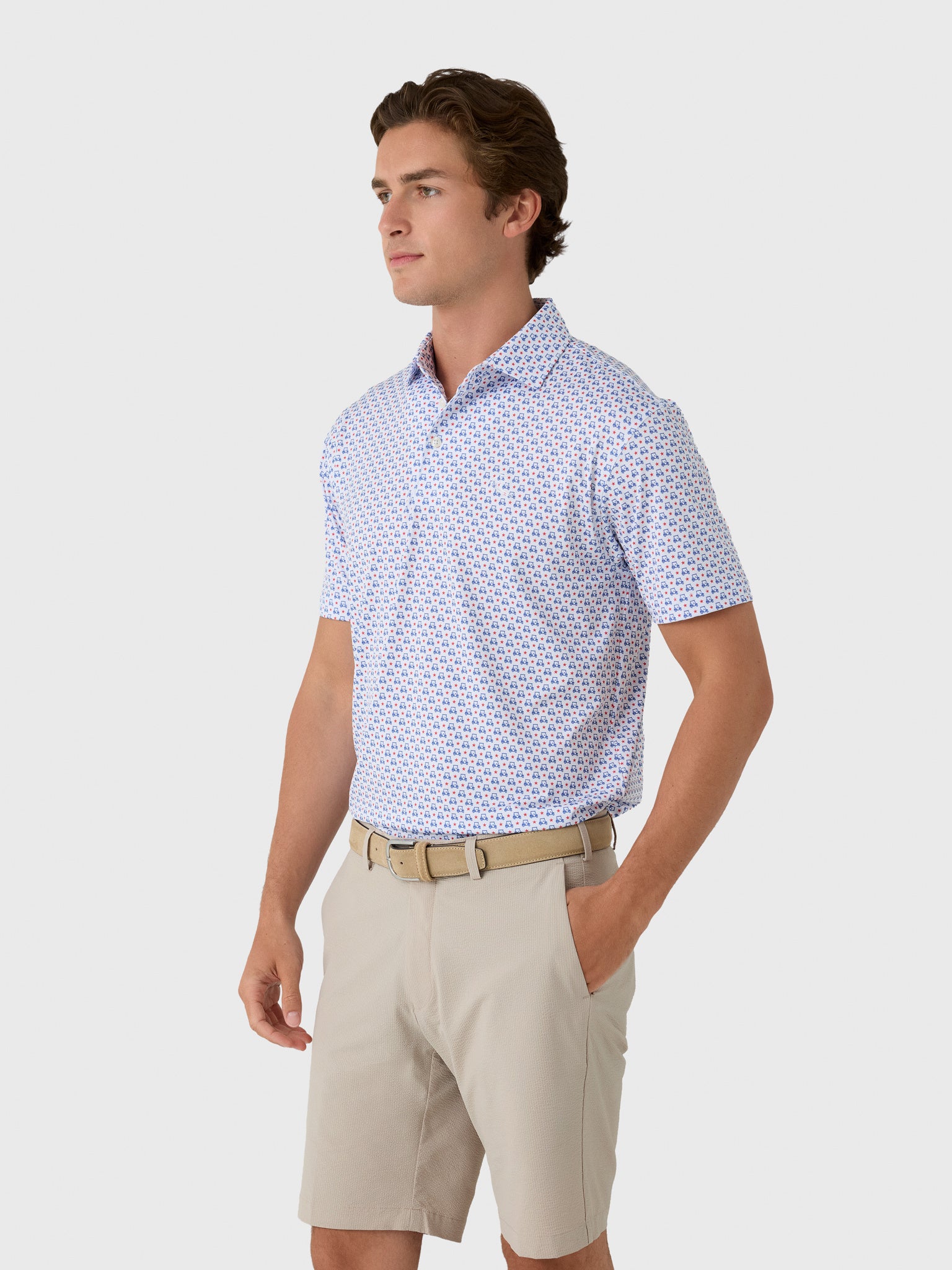 Rhoback Men's The Stars & Carts Performance Polo - Saint Bernard