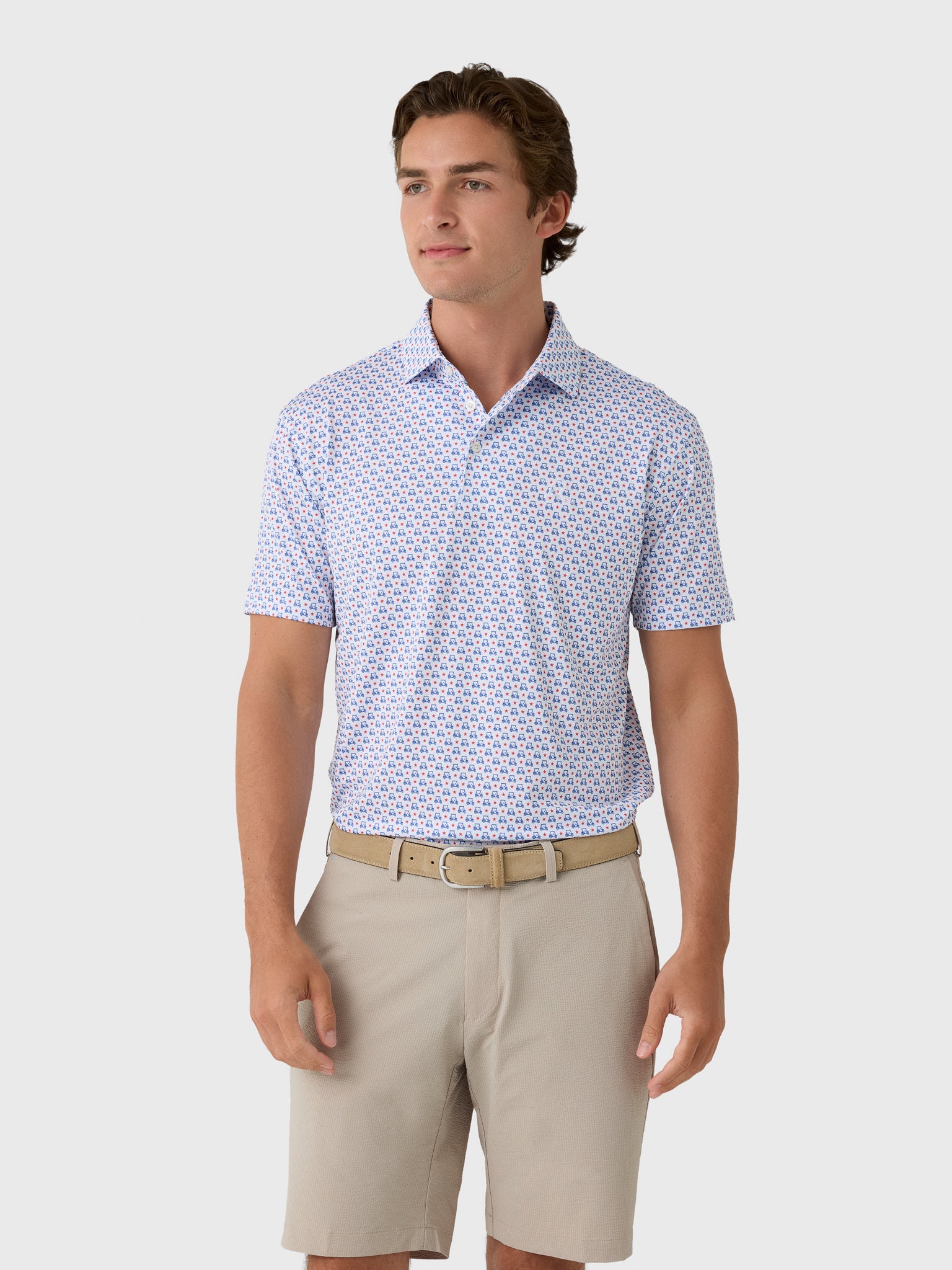 トップス back star graphics polo shirt Rhoback Men's The Stars & Carts Performance Polo – Saint Bernard