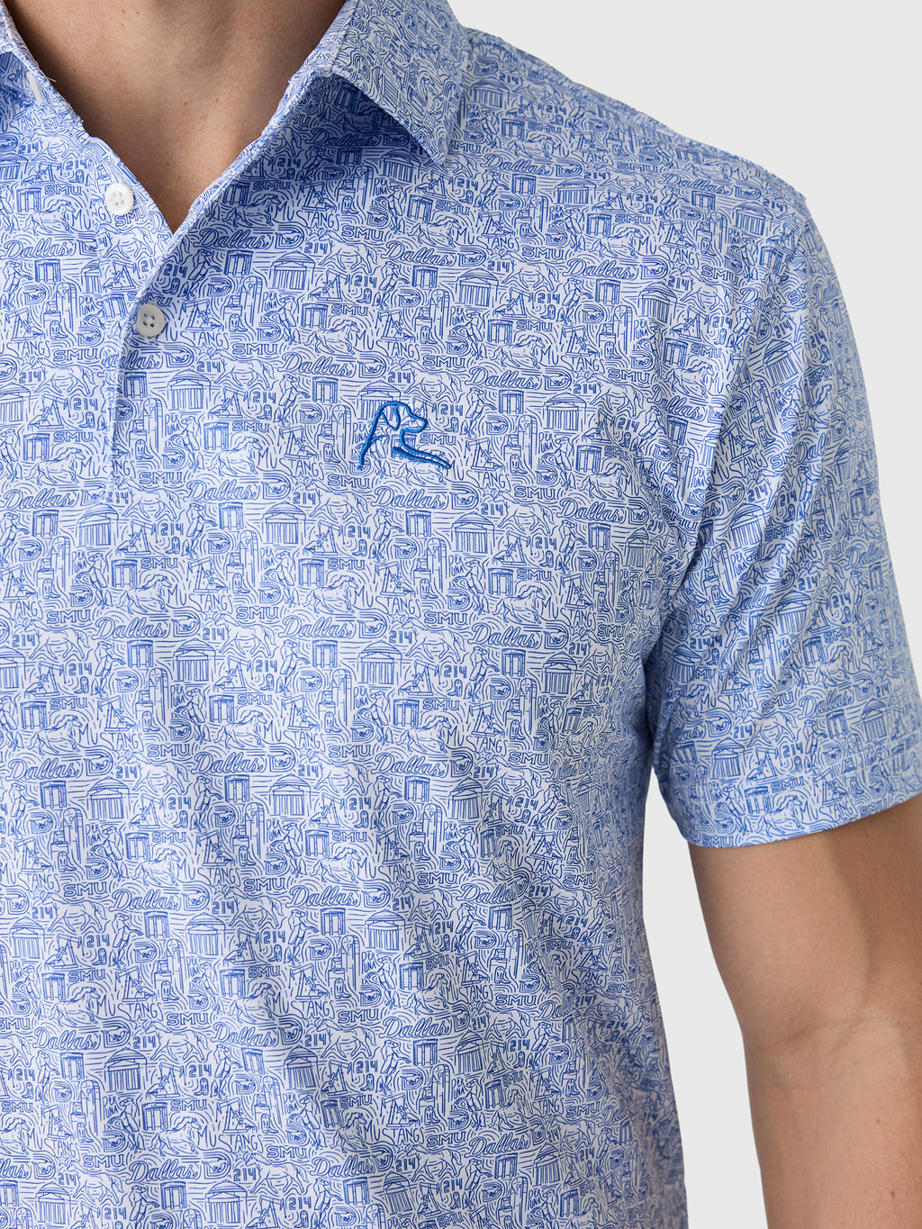 Rhoback Men's The Boulevard Southern Methodist University Collegiate Polo - Saint Bernard