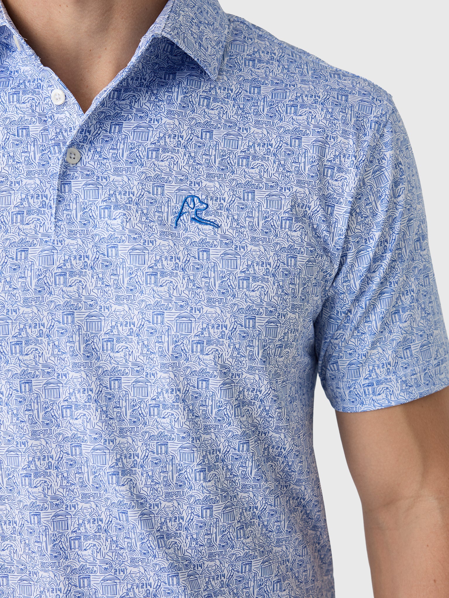 Rhoback Men's The Boulevard Southern Methodist University Collegiate Polo - Saint Bernard