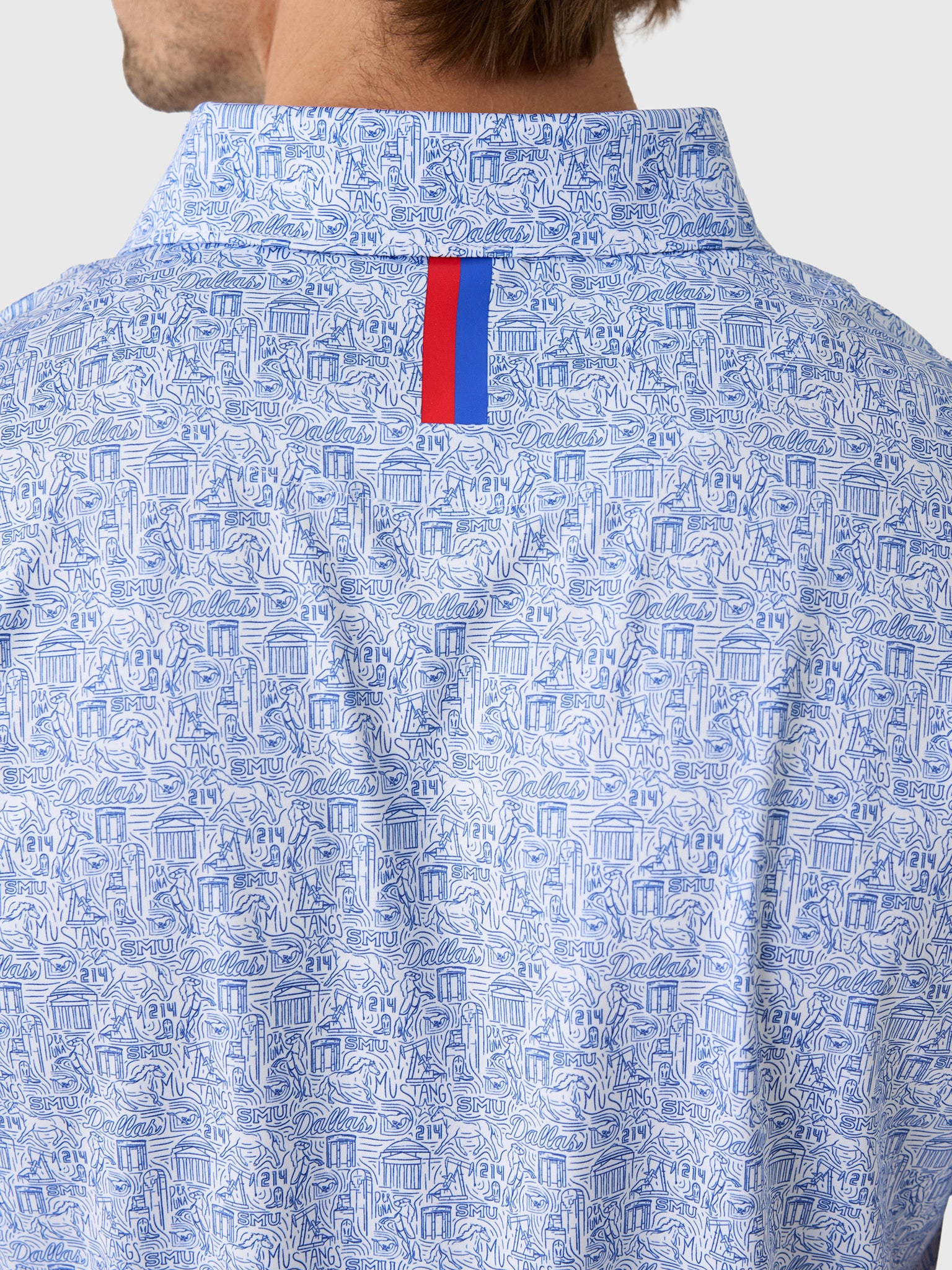 Rhoback Men's The Boulevard Southern Methodist University Collegiate Polo - Saint Bernard
