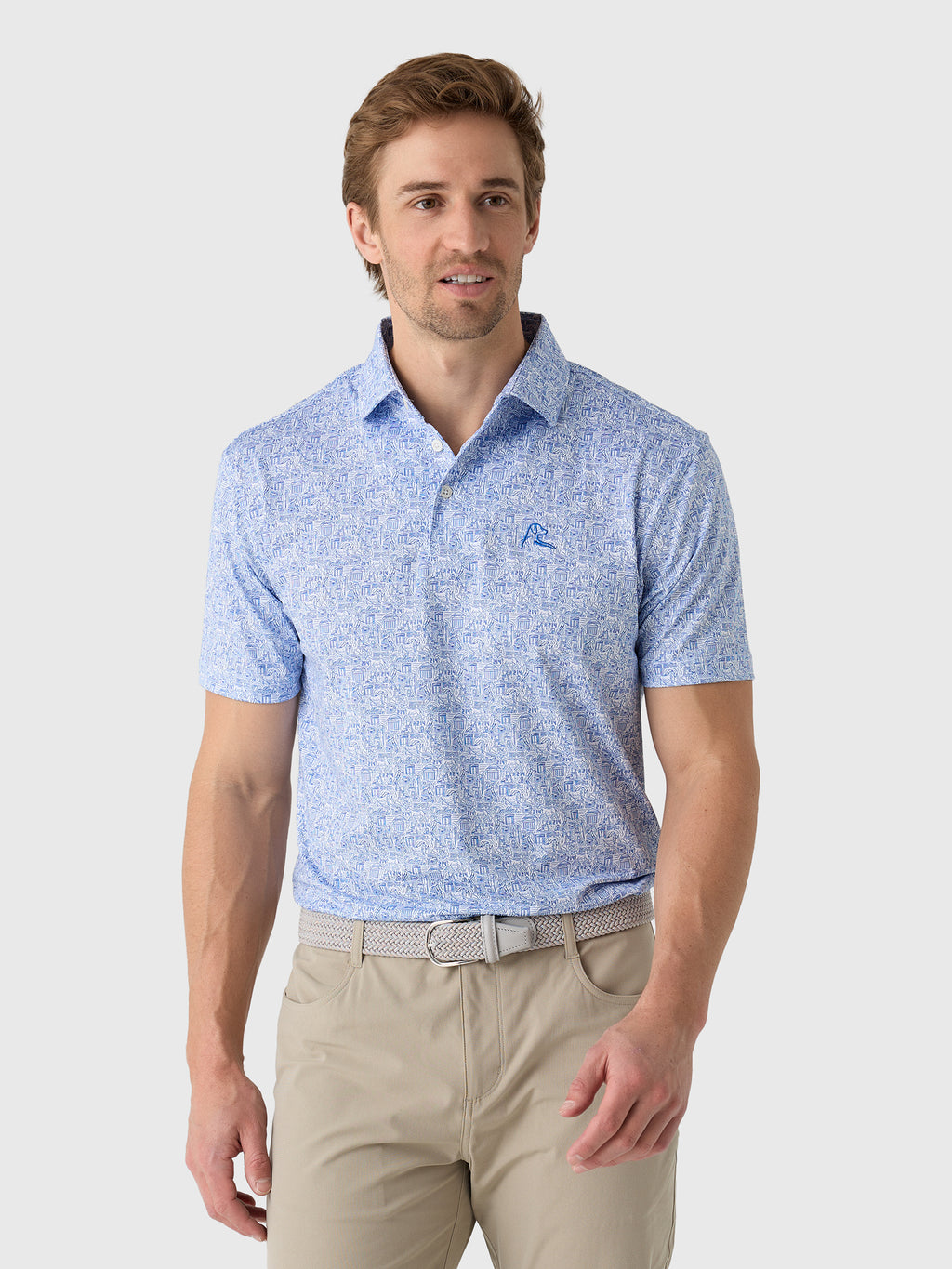 Rhoback Men's The Boulevard Southern Methodist University Collegiate Polo - Saint Bernard