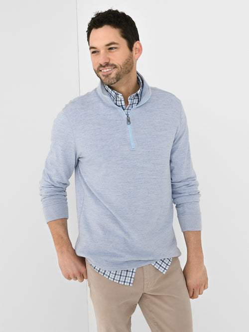 Faherty Brand Men's Sunwashed Slub Quarter-Zip