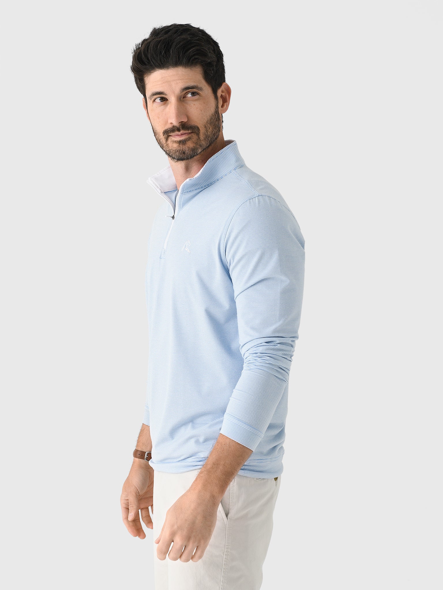 Rhoback Men's Riva Heather Stripe Performance Quarter-Zip – Saint
