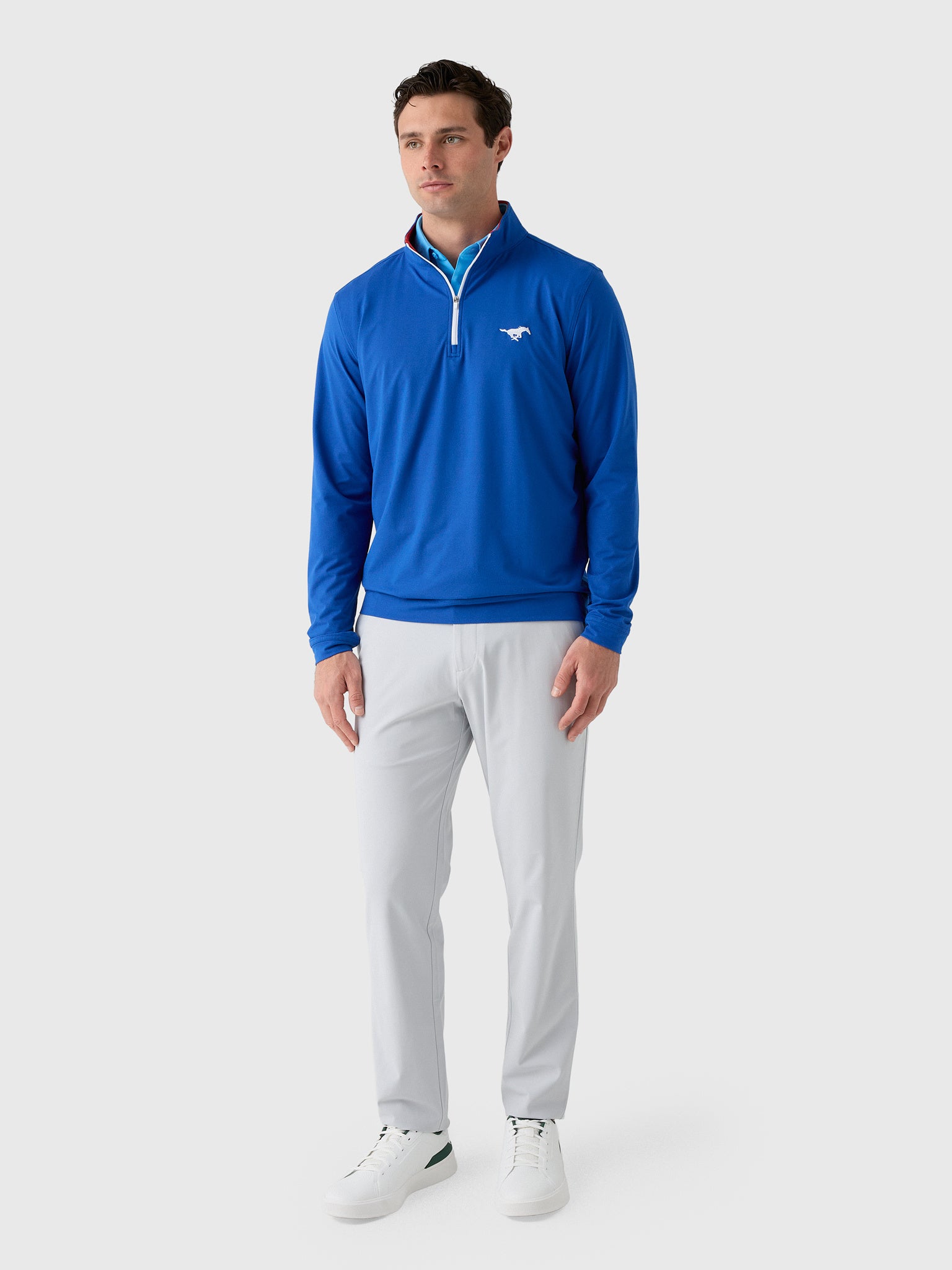 Rhoback Men's Solid Southern Methodist University Collegiate Quarter-Zip - Saint Bernard
