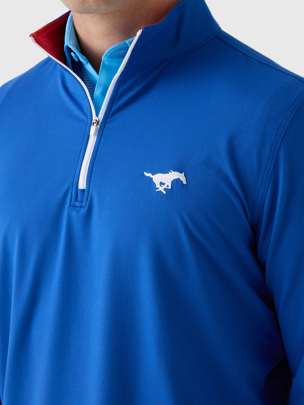 Rhoback Men's Solid Southern Methodist University Collegiate Quarter-Zip - Saint Bernard